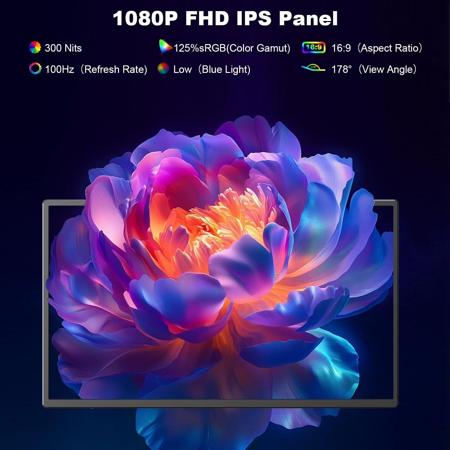 24 Inch Large Portable Monitor 1080P FHD 100Hz IPS USB C HDMI Laptop Screen Extender - Image 3
