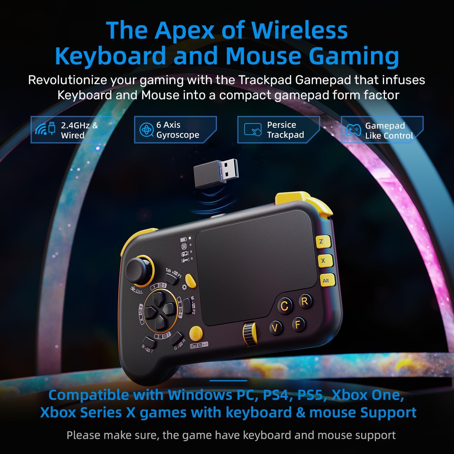 IFYOO GTP01 2.4G Wireless Gaming Touchpad Controller Black for Xbox PS5 PC - Image 2