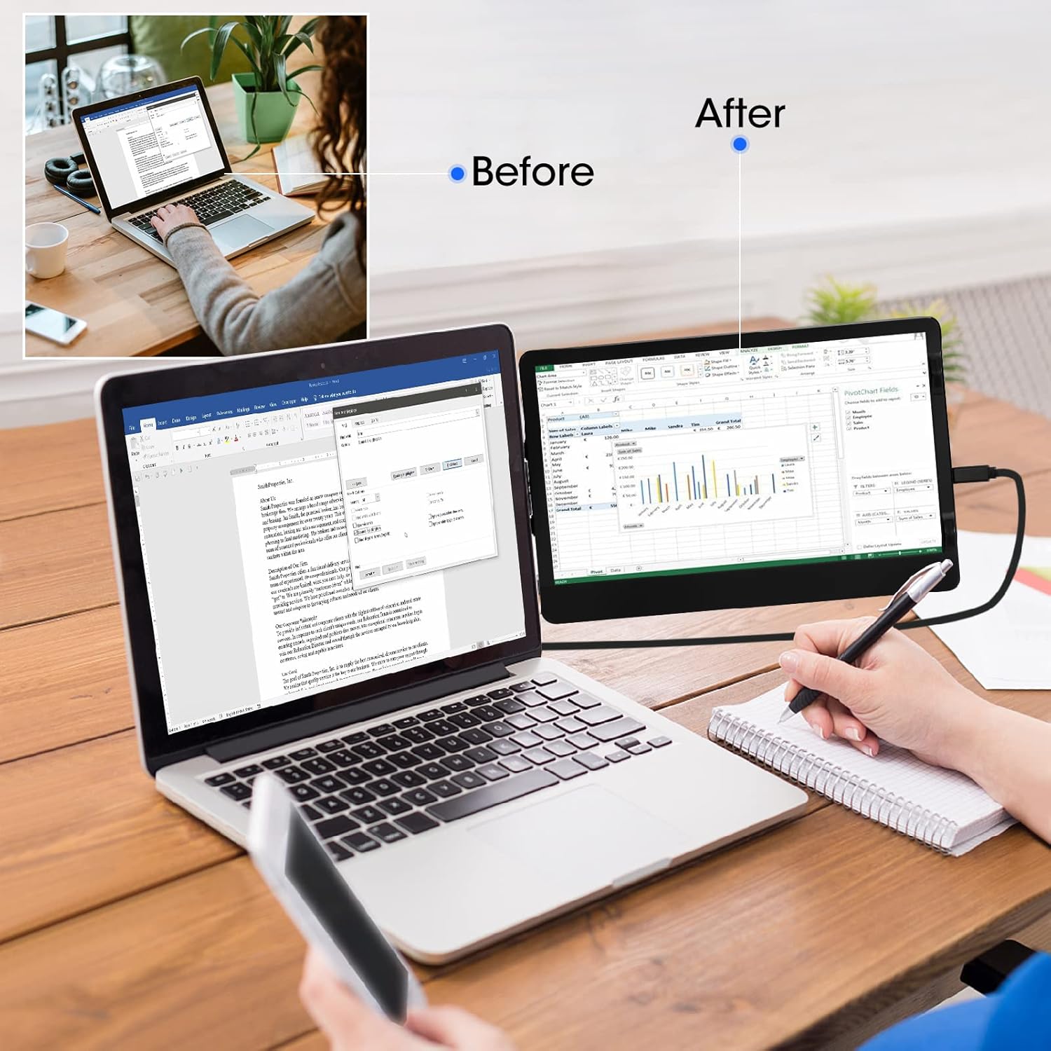 Naievear 14.1 inch FHD 1920x1080 Portable External Monitor Second Screen for Laptops and Smartphones - Image 8
