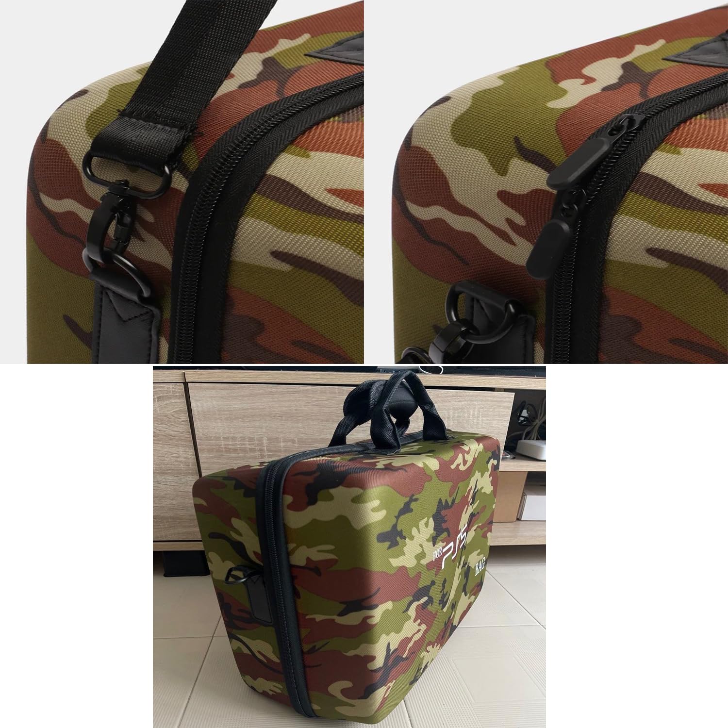 PS5 Camo Hard Shell Travel Briefcase, Protective Carrying Case for Console, Controller, Headset, Games - Image 3