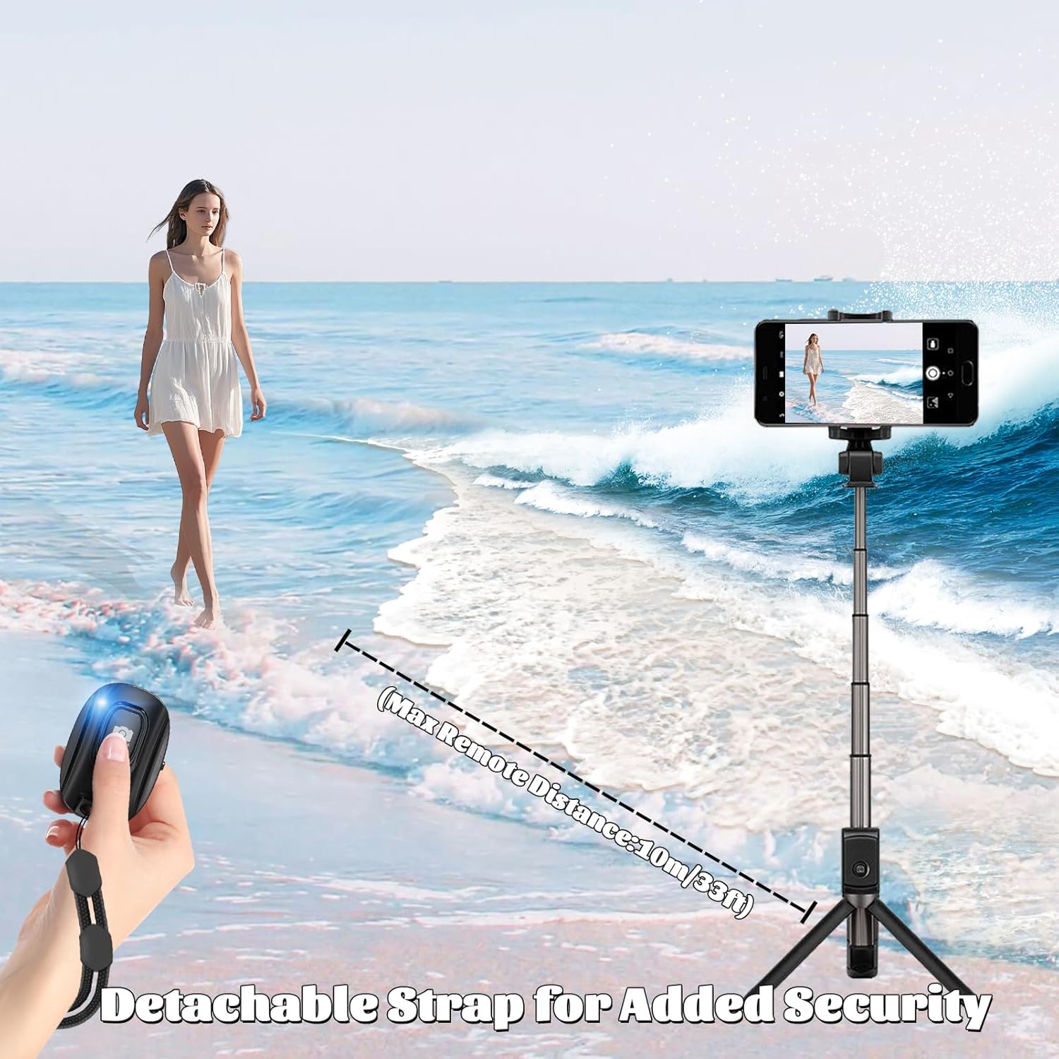 MAIRAN 2 Pack Wireless Bluetooth Selfie Remote Shutter for iPhone Android Smartphones, Rechargeable, with Charging Cable and Wrist Strap Included - Image 6