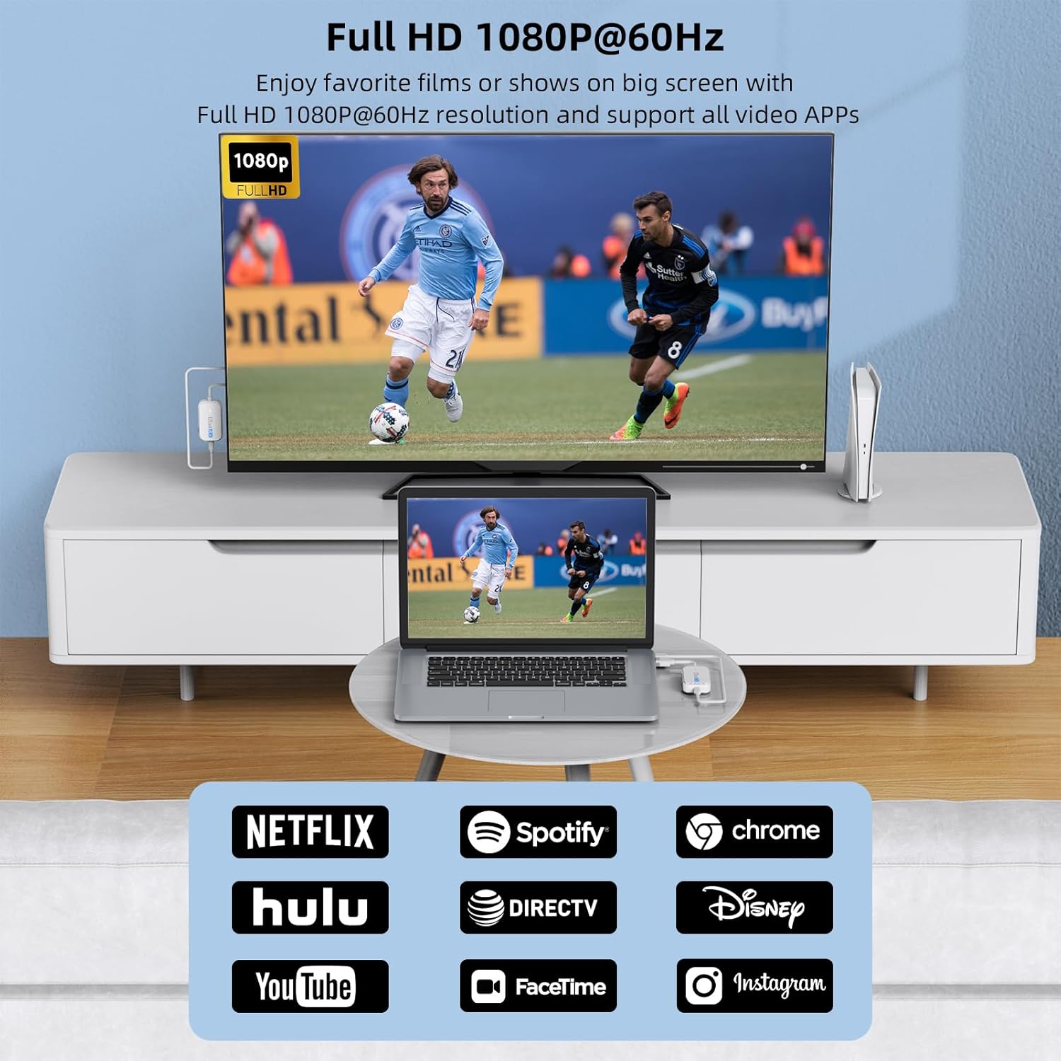 1080P 60Hz Wireless USB-C HDMI Transmitter Receiver Kit 98Ft, Streaming Audio Video from Laptop PC Smartphone to TV Projector - Image 6