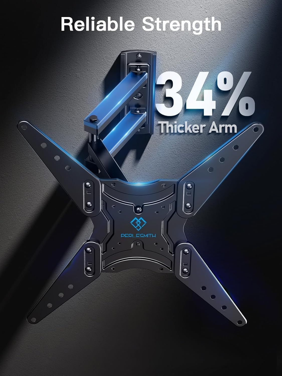 PERLESMITH Full Motion TV Wall Mount for 26-60 Inch TVs, Articulating Arms, Tilt, Swivel, Extension, VESA 400x400, Max 77 lbs - Image 3