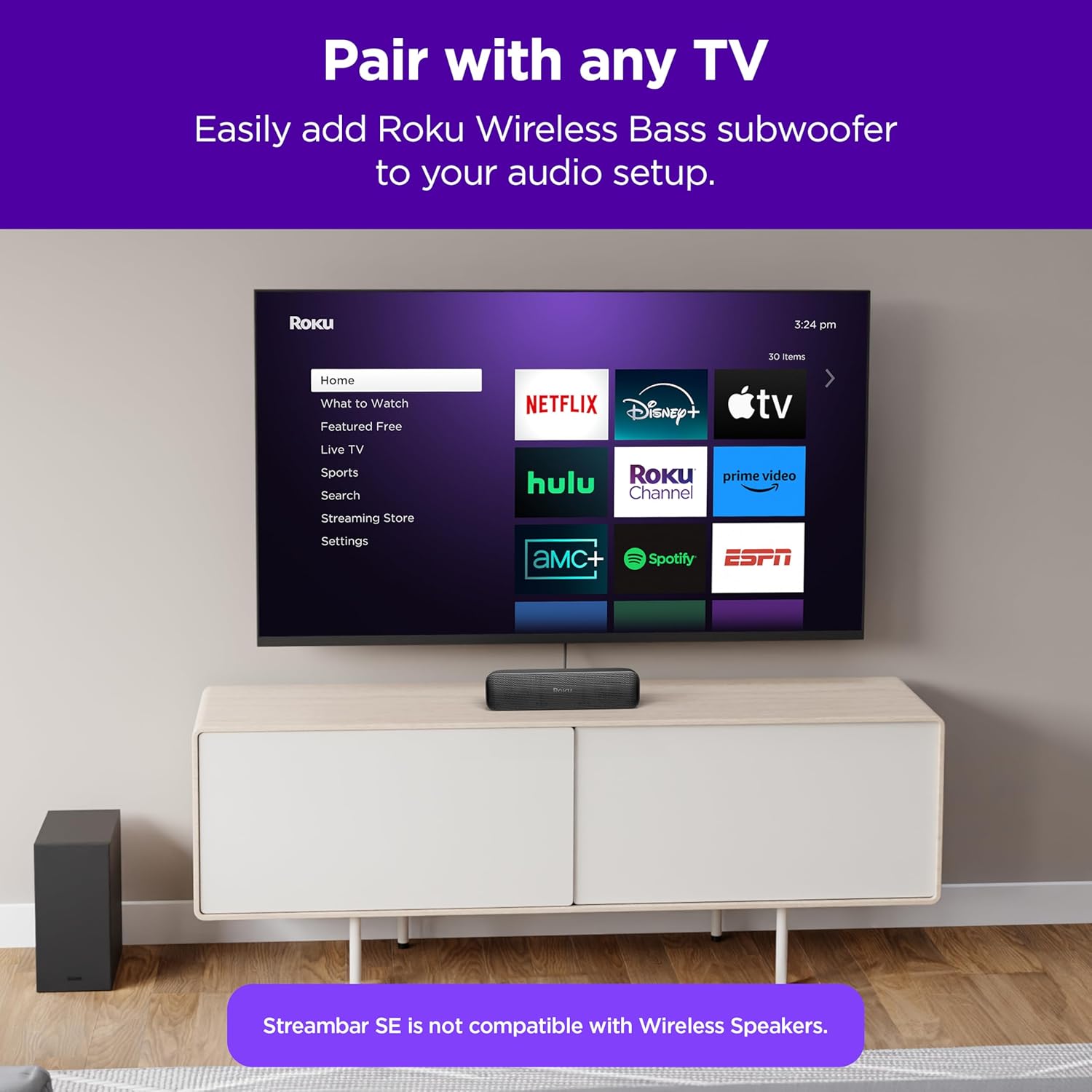 Roku Streambar SE 2-in-1 Soundbar with Built-in 4K Streaming and Premium Speakers - Image 8