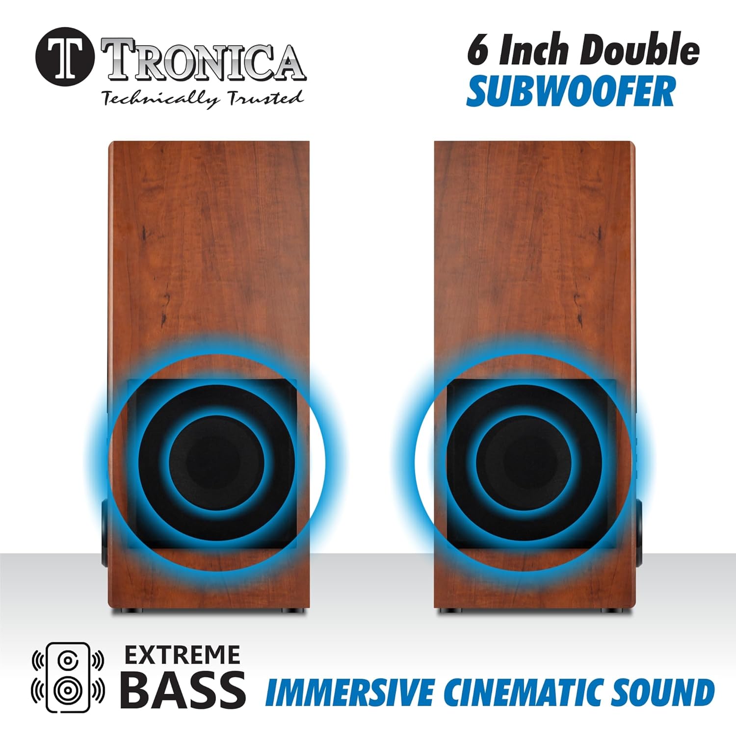TRONICA JUDWAA 5.0 100W Tower Home Theater Speaker Pair 24" with 6" Woofer and Remote - Image 4