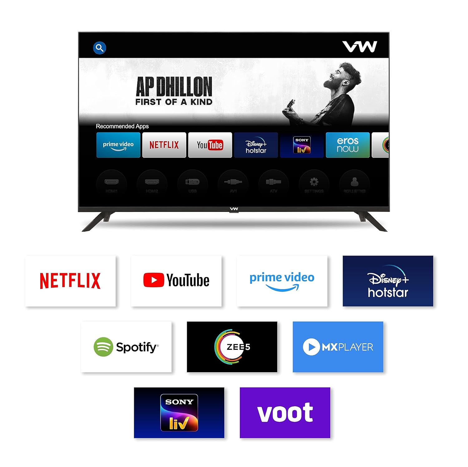 80 cm (32 inch) Black Frameless HD Ready Android Smart LED TV VW3251 - Image 3