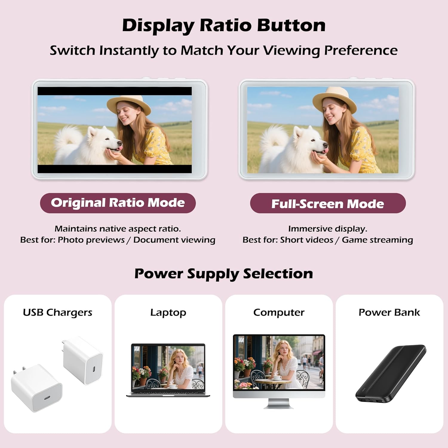 Wireless 1080P Magsafe Selfie Screen Monitor for iPhone and Android, 30fps, Bluetooth Remote, 3 Brightness Levels - Image 5