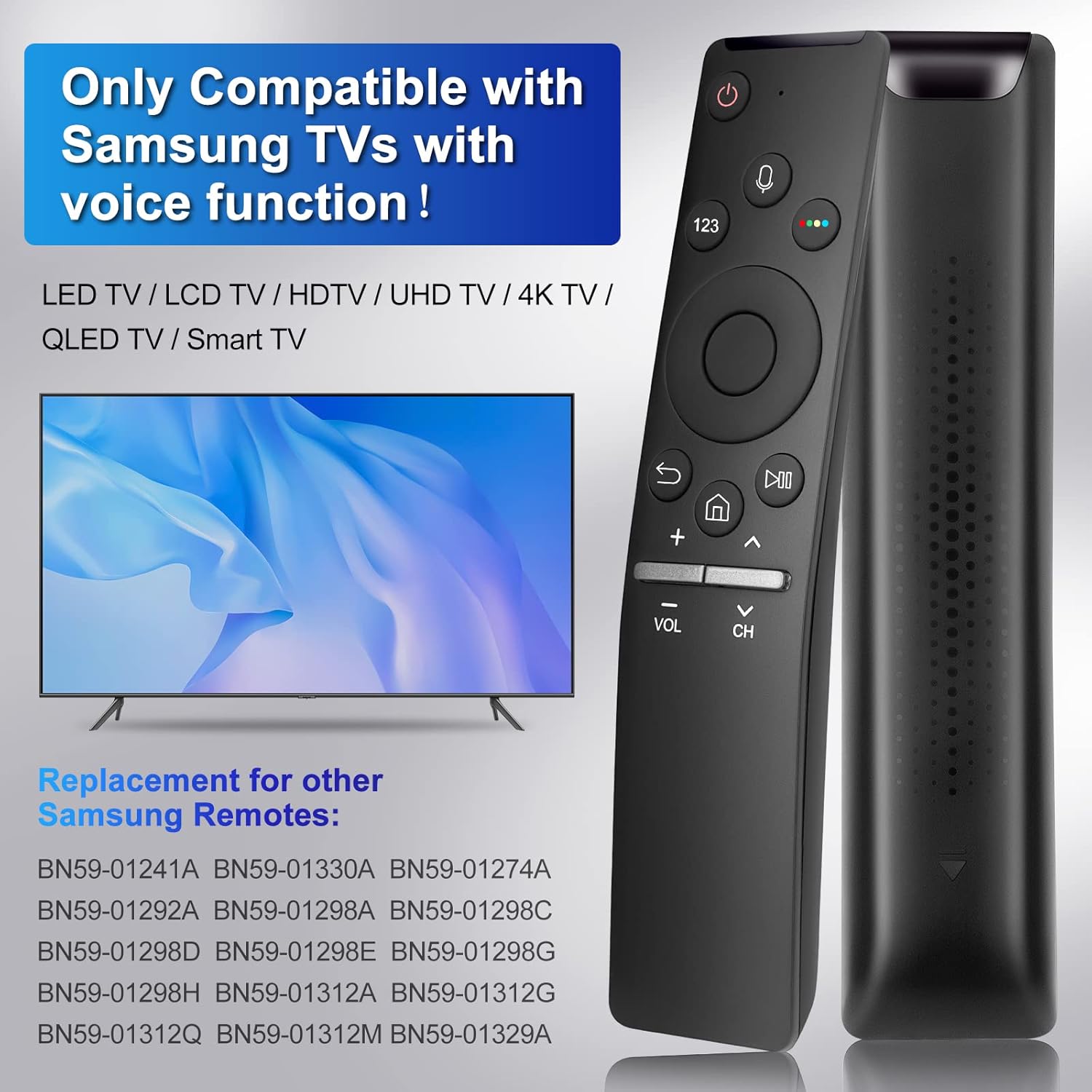New Upgraded Voice Replacement Remote Control BN59-1266A for Samsung Smart TVs - Image 2