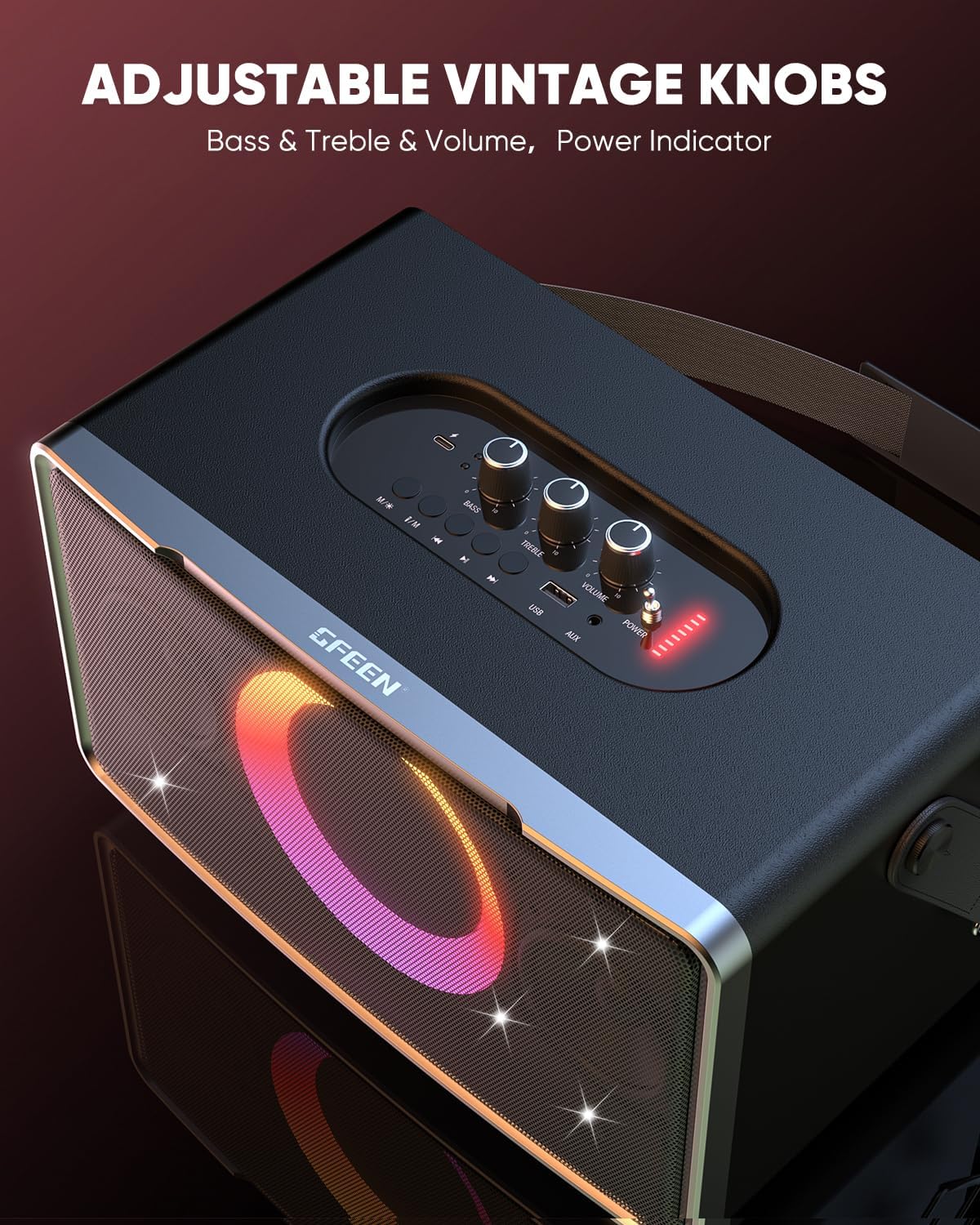 Silver Portable Bluetooth Speaker 100W, 15 Hour Playtime, Large 5" Subwoofer, LED Light Show, Fast Charging, 1 Microphone - Image 7