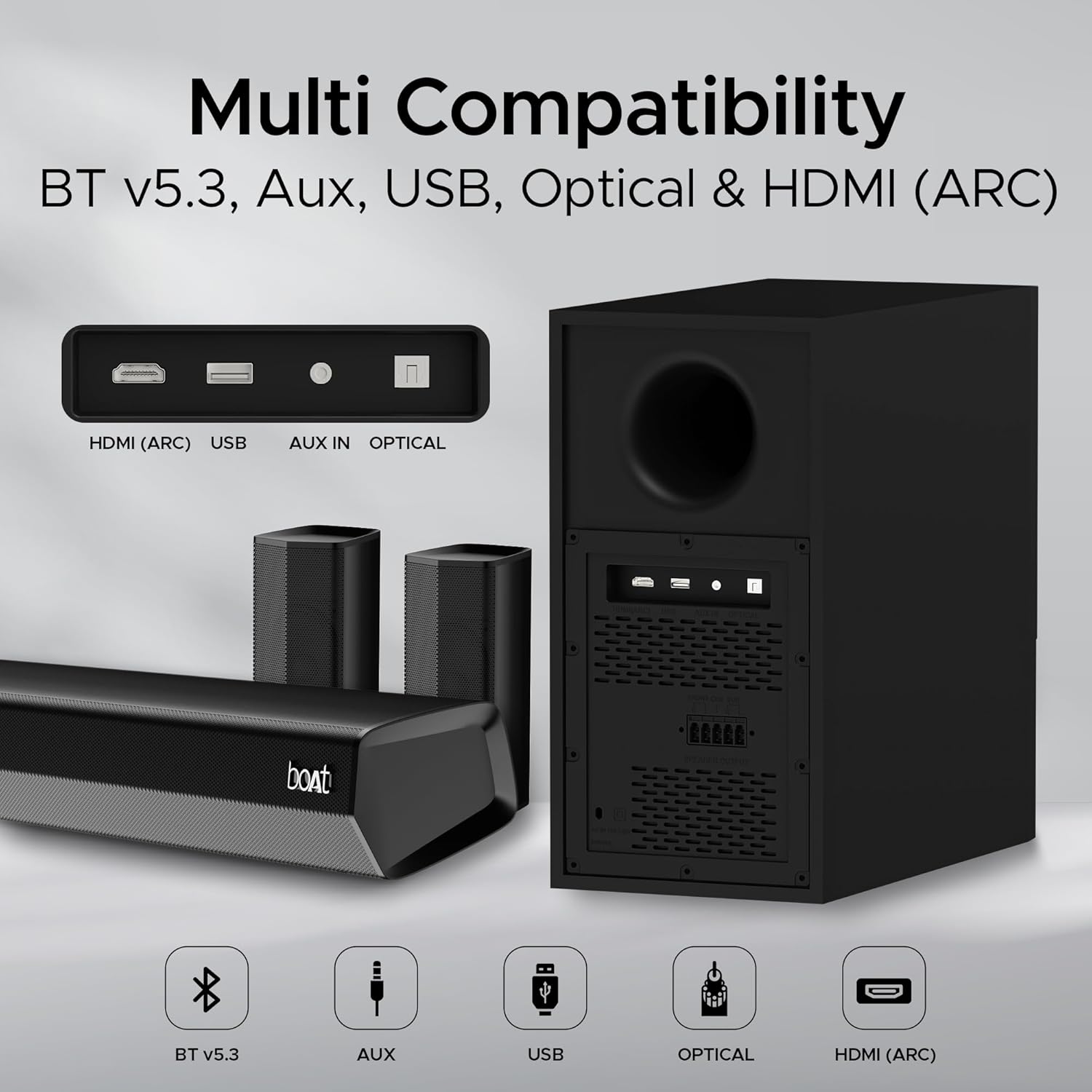 boAt Aavante Bar 3600/3500 500W 5.1CH Bluetooth Soundbar Premium Black Wall Mountable - Image 4