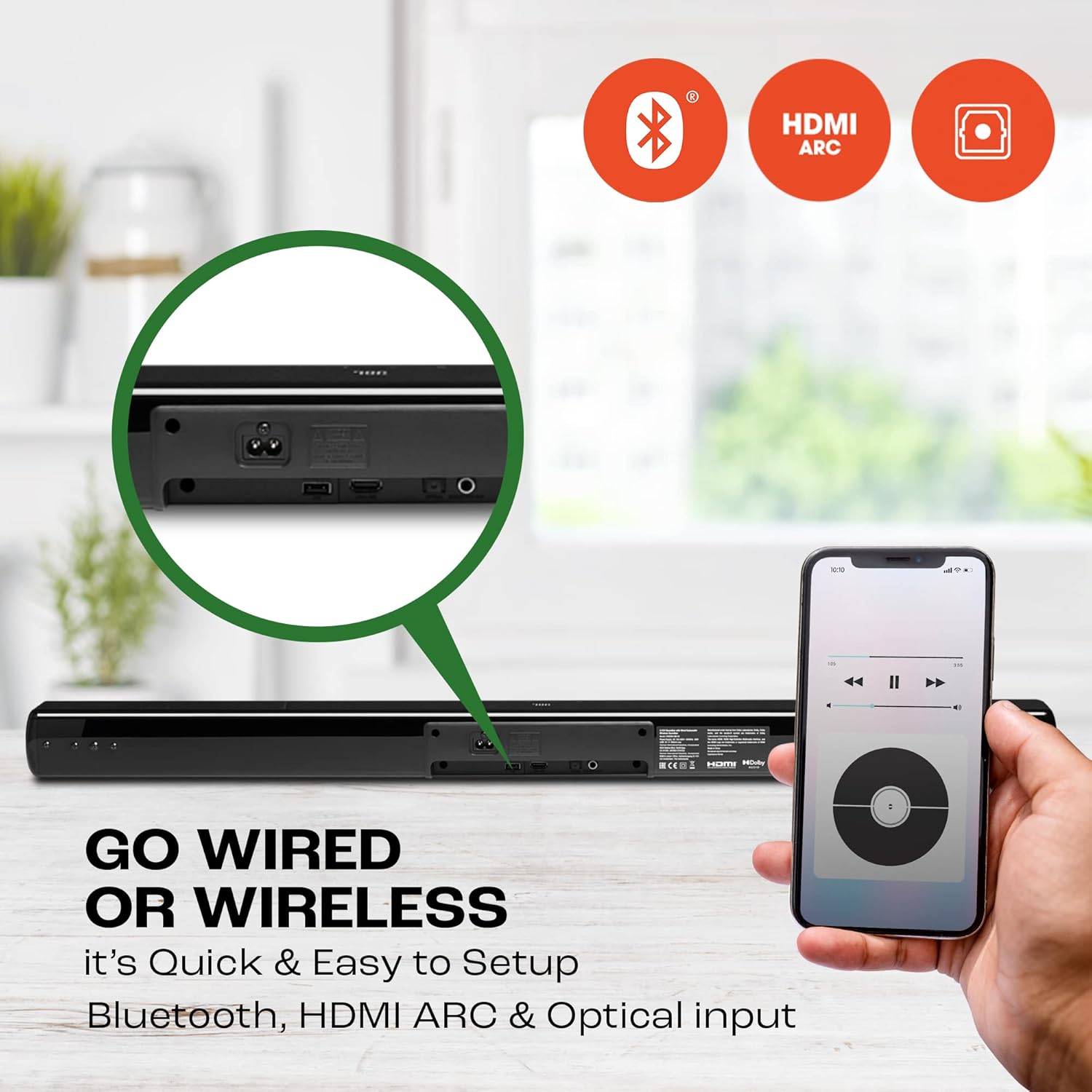 JBL Cinema SB241 110W 2.1 Channel Soundbar with Wired Subwoofer Bluetooth HDMI ARC - Image 6