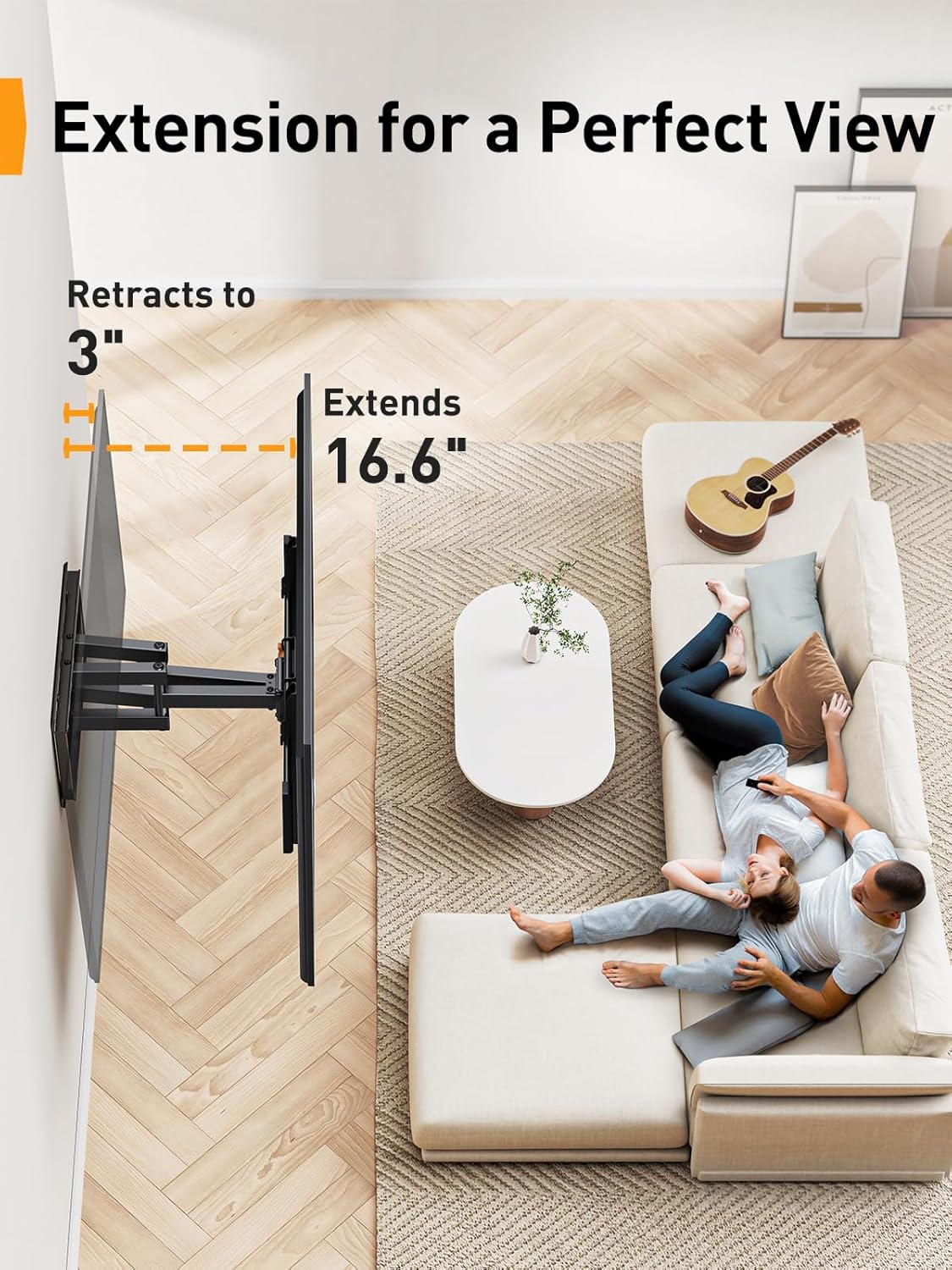 Perlegear Full Motion TV Wall Mount for 42-85 inch TVs, 132 lbs Capacity, Dual Arms, Tilt, Swivel, Extend, Leveling, Max VESA 600x400mm, PGLF8 - Image 7