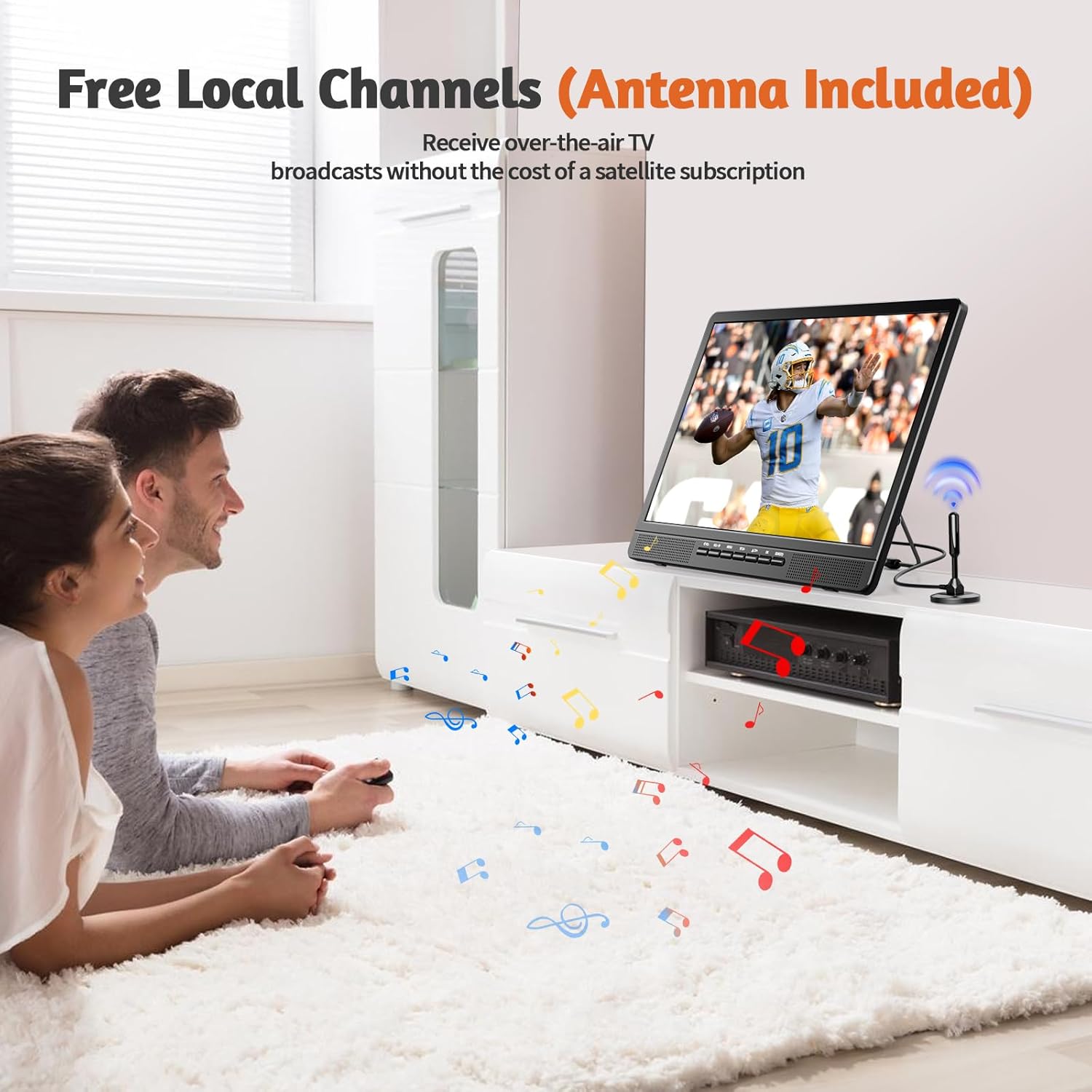 NORTHING 18.5 Inch 1080p Portable TV with USB, HDMI, AV Inputs and Remote for RVs and Boats - Image 4