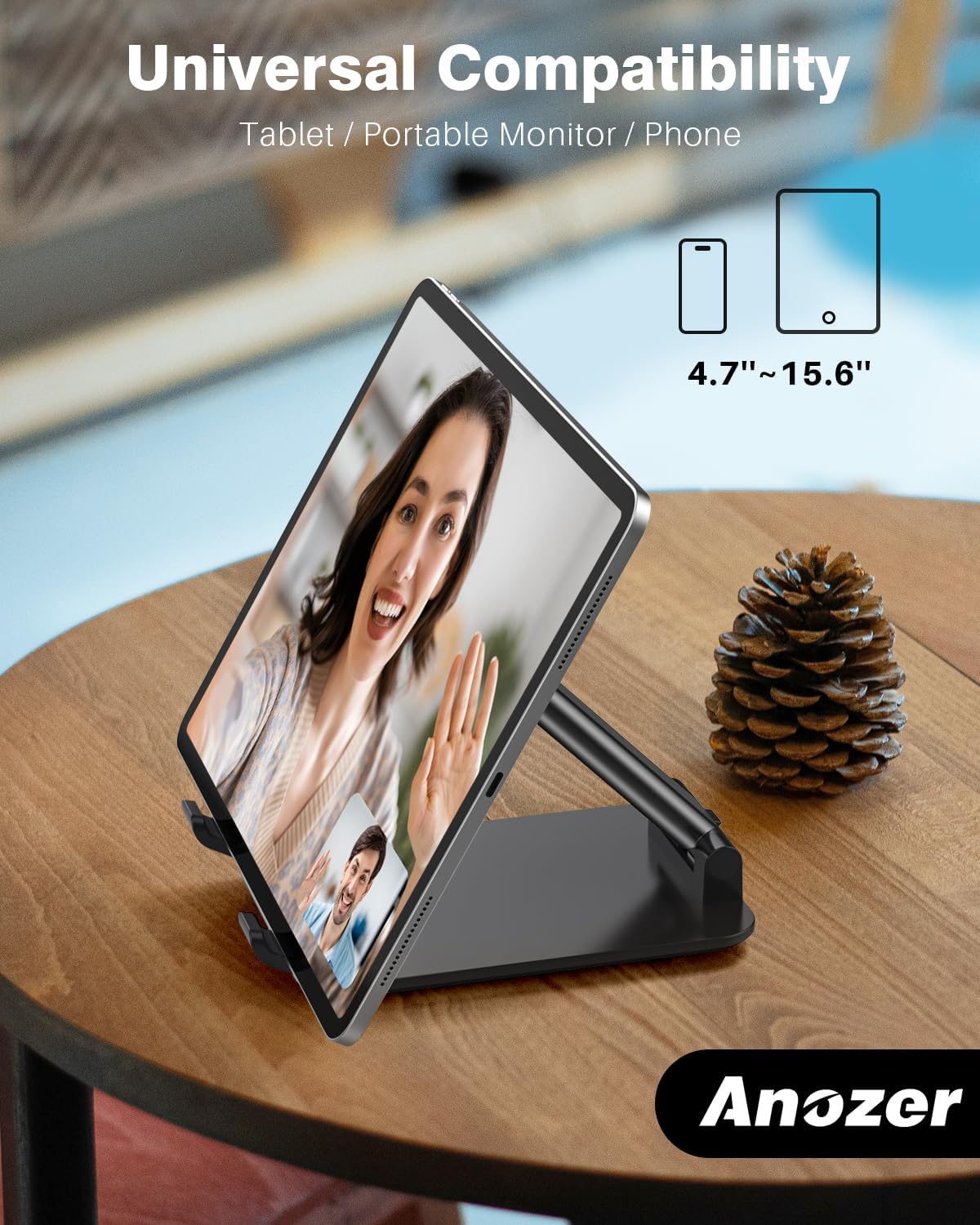 Foldable Adjustable Tablet Stand 5.55" Wide, Fits iPad Pro, Surface Pro, and 4.7-15.6" Portable Monitors - Image 6