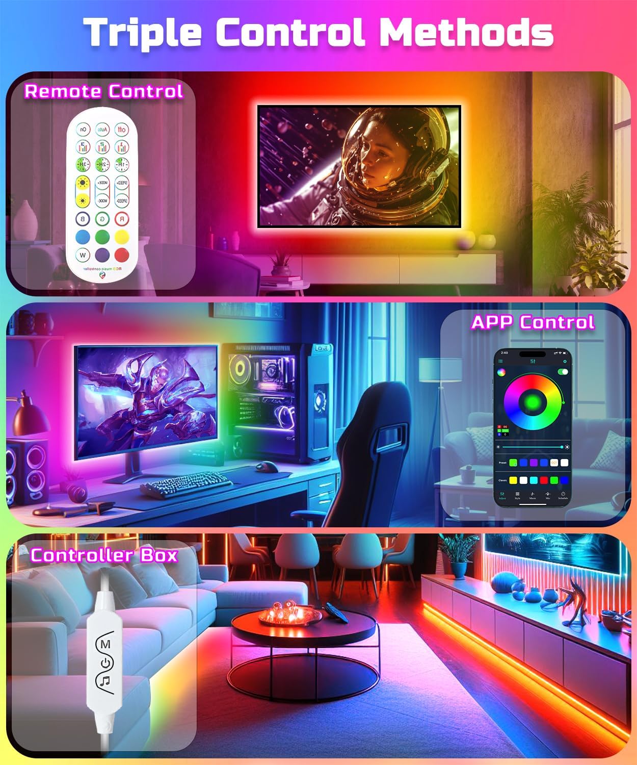 Smart RGBIC LED TV Backlight Kit 16.4ft for 55-70 Inch TVs with App Control - Image 6