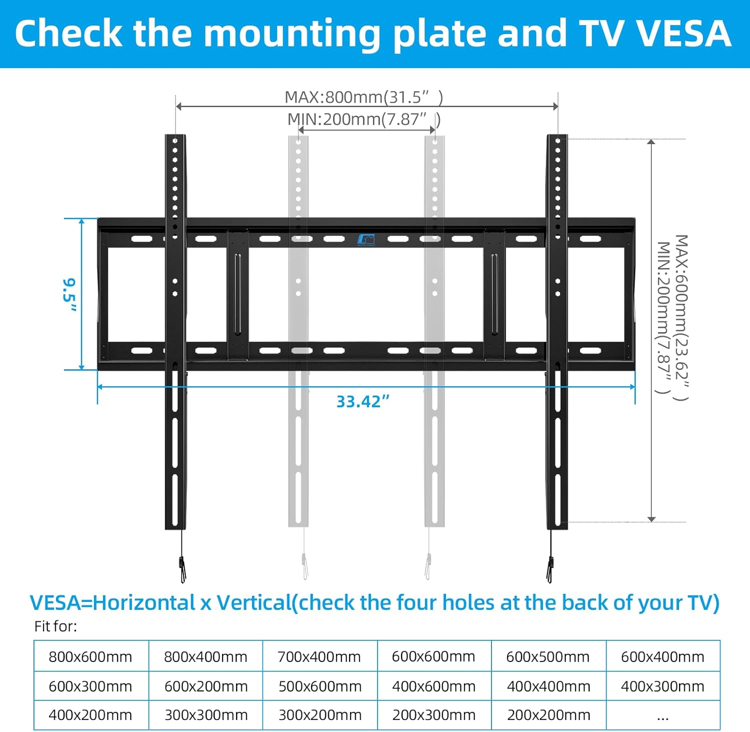 HOME VISION Heavy Duty 264 lbs Capacity 48-120 inch TV Wall Mount Bracket Slim Design - Image 5