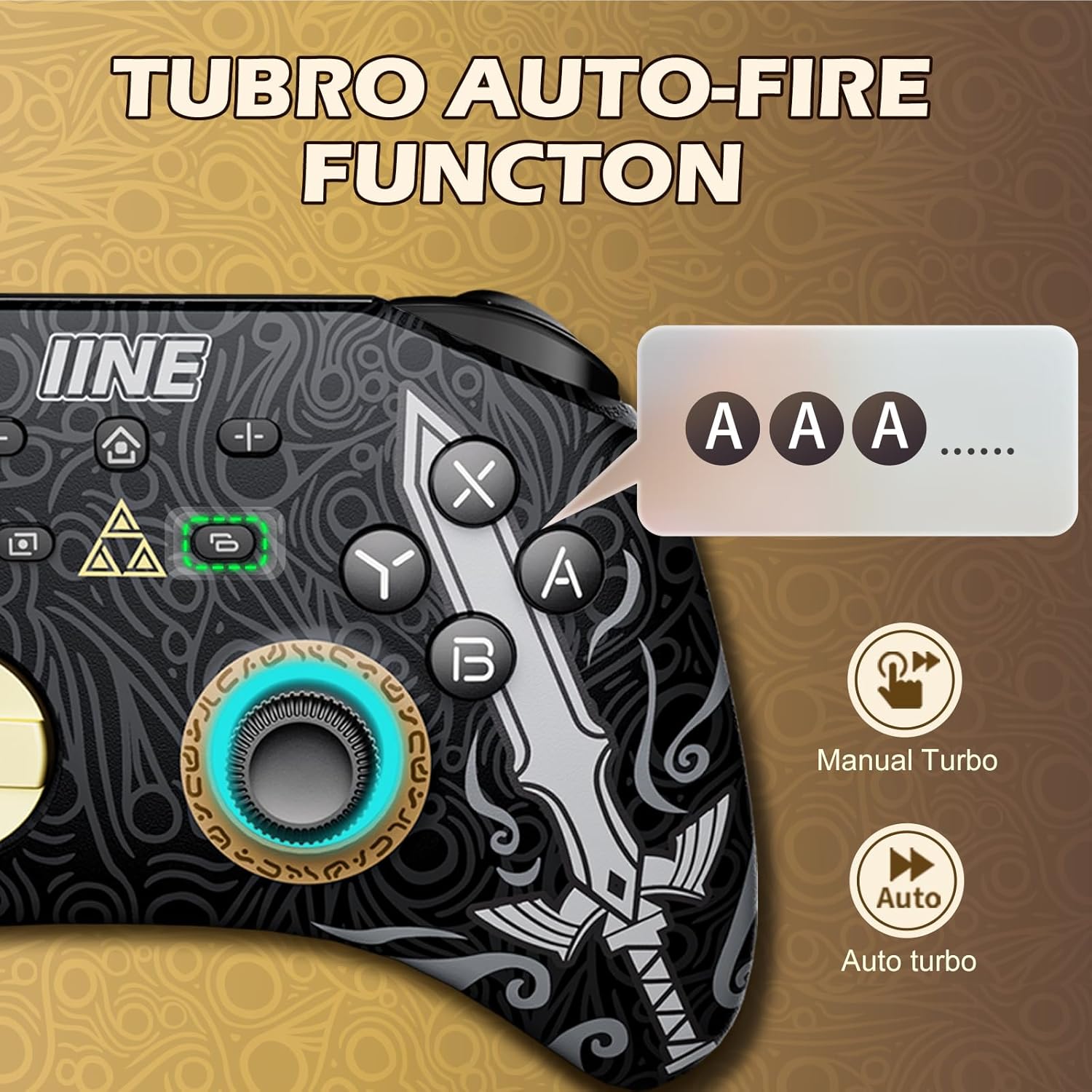 IINE RGB Wireless Pro Controller for Nintendo Switch Lite OLED with Headset Jack Turbo Macro Wake-Up Vibration - Image 4