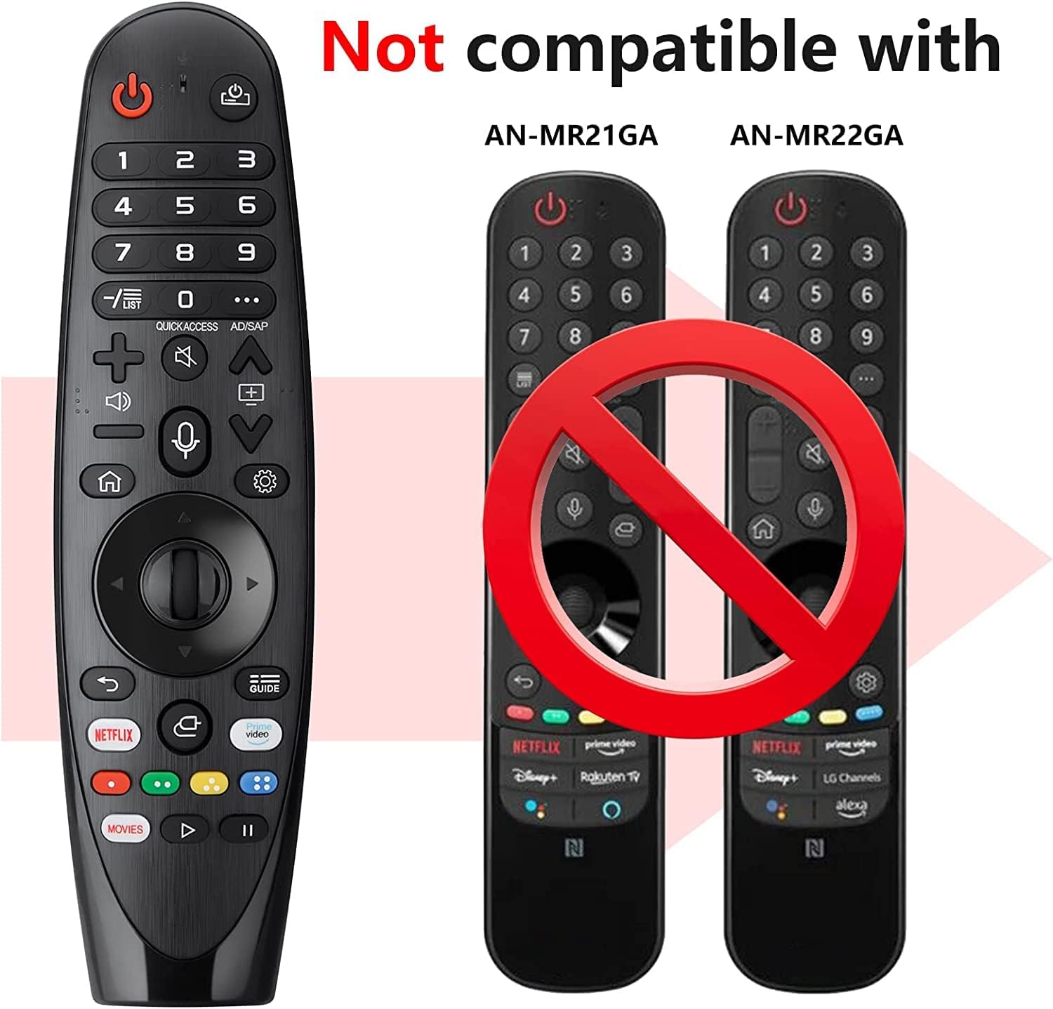 Hybite Magic Remote MR20GA for LG Smart LED TV with Prime Video Netflix Hotkeys (No Voice Mouse) - Image 3