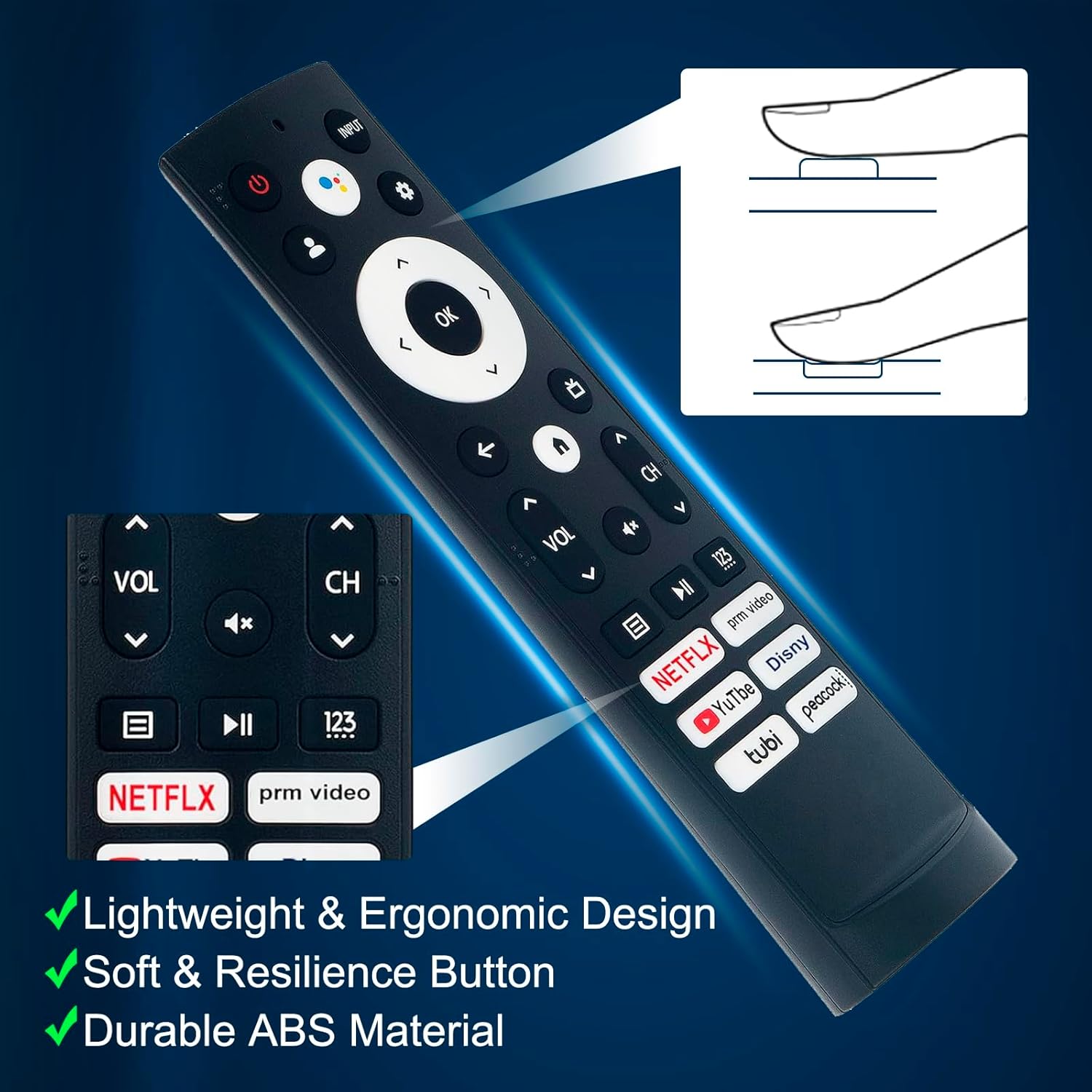 Hisense ERF3M90H Remote Control for Android LED 4K UHD Smart TVs with 6 Shortcut Buttons - Image 3
