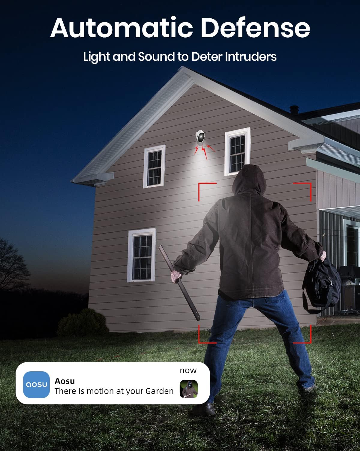 AOSU Wireless Outdoor Home Security Camera 2K HD Night Vision 240-Day Battery 166° View Spotlight Siren 5G WiFi - Image 7