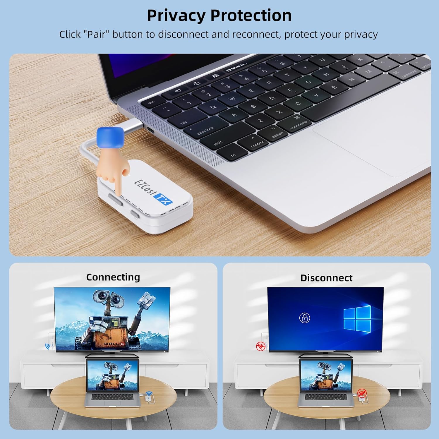 1080P 60Hz Wireless USB-C HDMI Transmitter Receiver Kit 98Ft, Streaming Audio Video from Laptop PC Smartphone to TV Projector - Image 8
