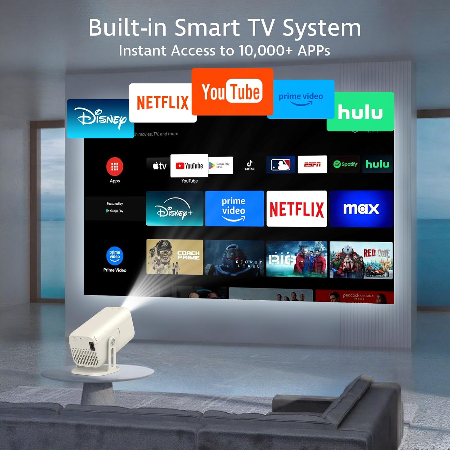 2025 4K 1080P WiFi Bluetooth AI Smart Projector 270° Stand 300" Display Outdoor Home Theater Authentic 400 ANSI - Image 5