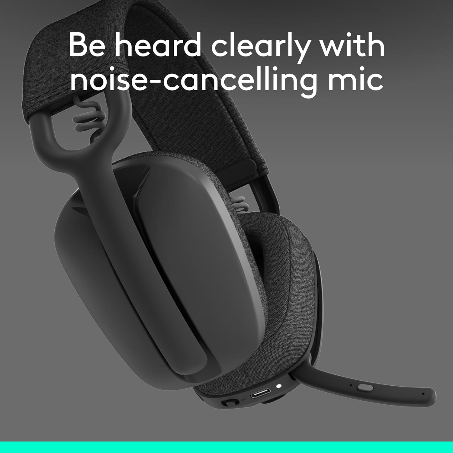 Logitech Zone Vibe 100 Lightweight Wireless Over-Ear Headphones Graphite Advanced Multipoint Bluetooth - Image 3