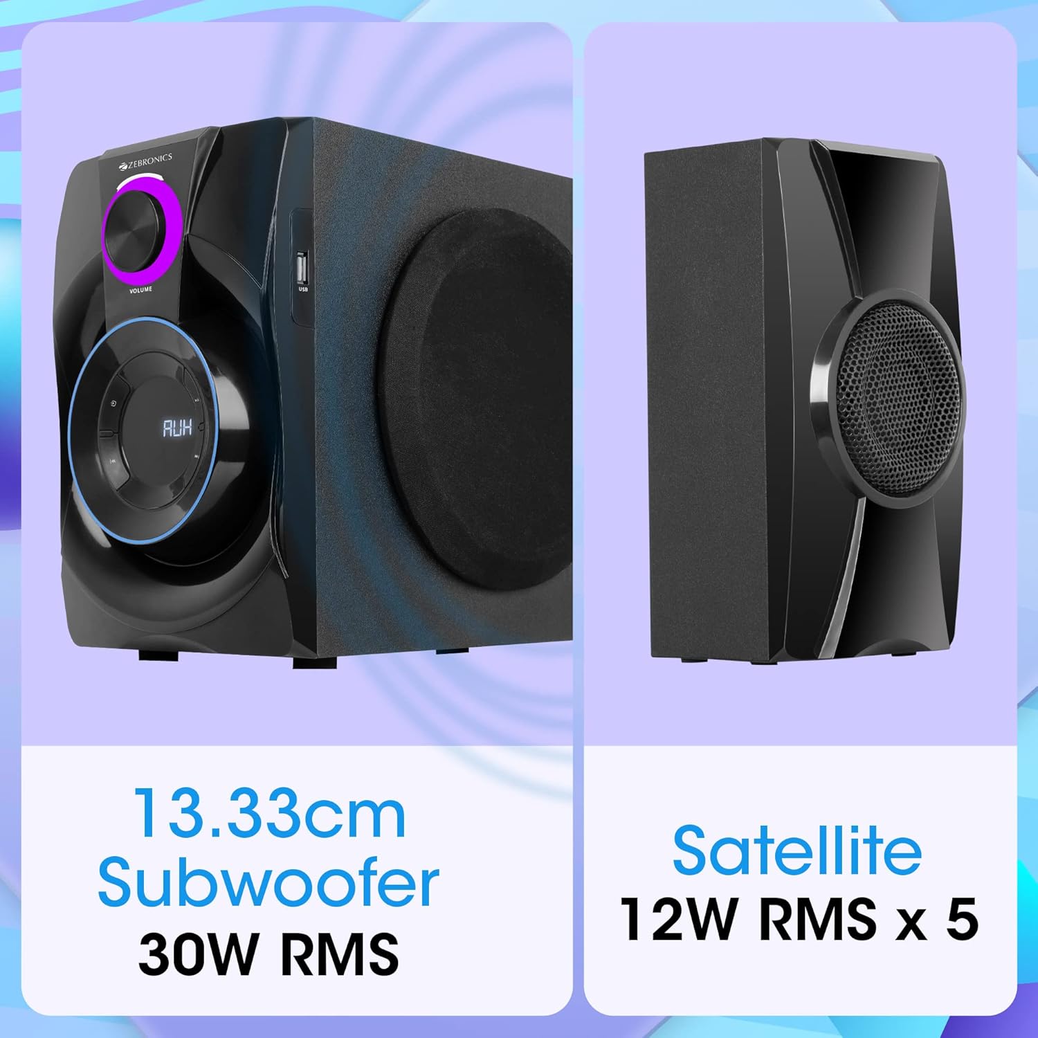 Zebronics Basso 100 5.1 Home Theater Speaker 90W RMS with 5.25 Inch Subwoofer and Bluetooth 5.1 - Image 4