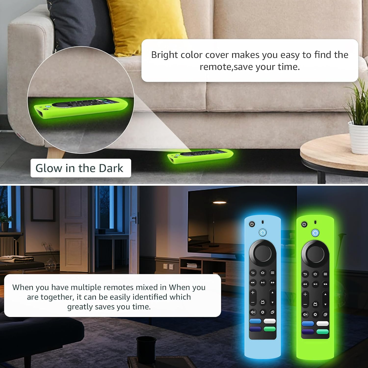 2 Pack Glow in Dark Silicone Replacement Remote Covers for Toshiba and Insignia Fire TV Remotes - Image 4