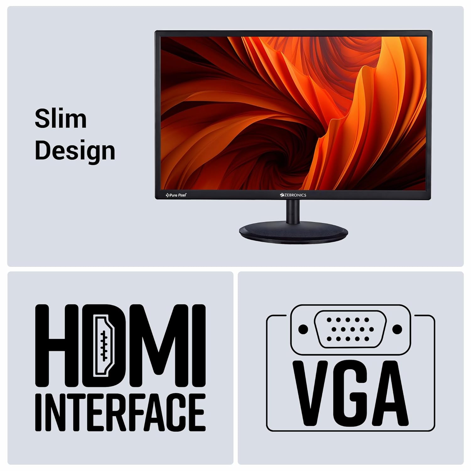 Zebronics PA124 24 Inch FHD 1920x1080 LED Monitor 75Hz HDMI VGA Built-in Speakers Slim - Image 7