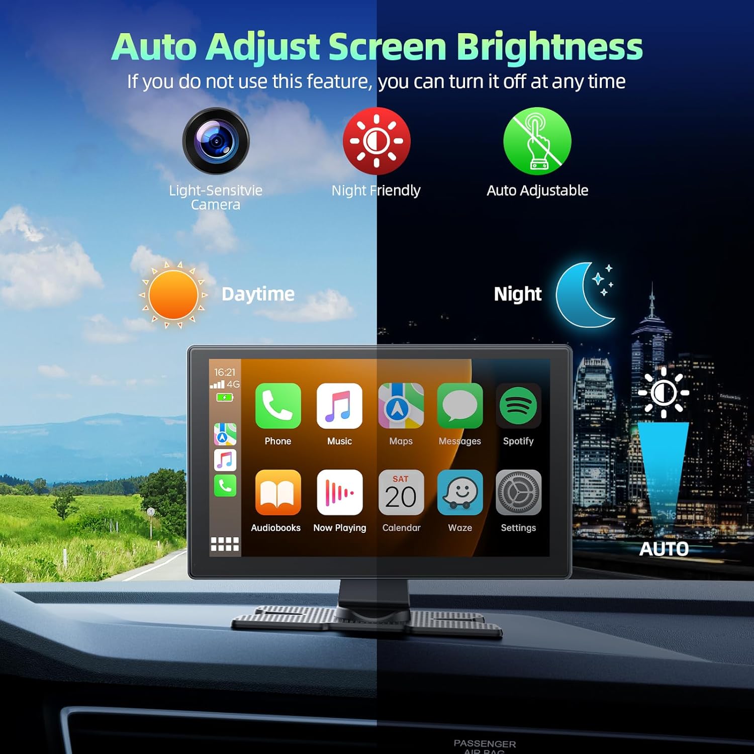 LAMTTO 9 Inch Wireless Portable Carplay Screen 4K Dashcam 1080p Backup Camera Apple Carplay Android Auto - Image 6