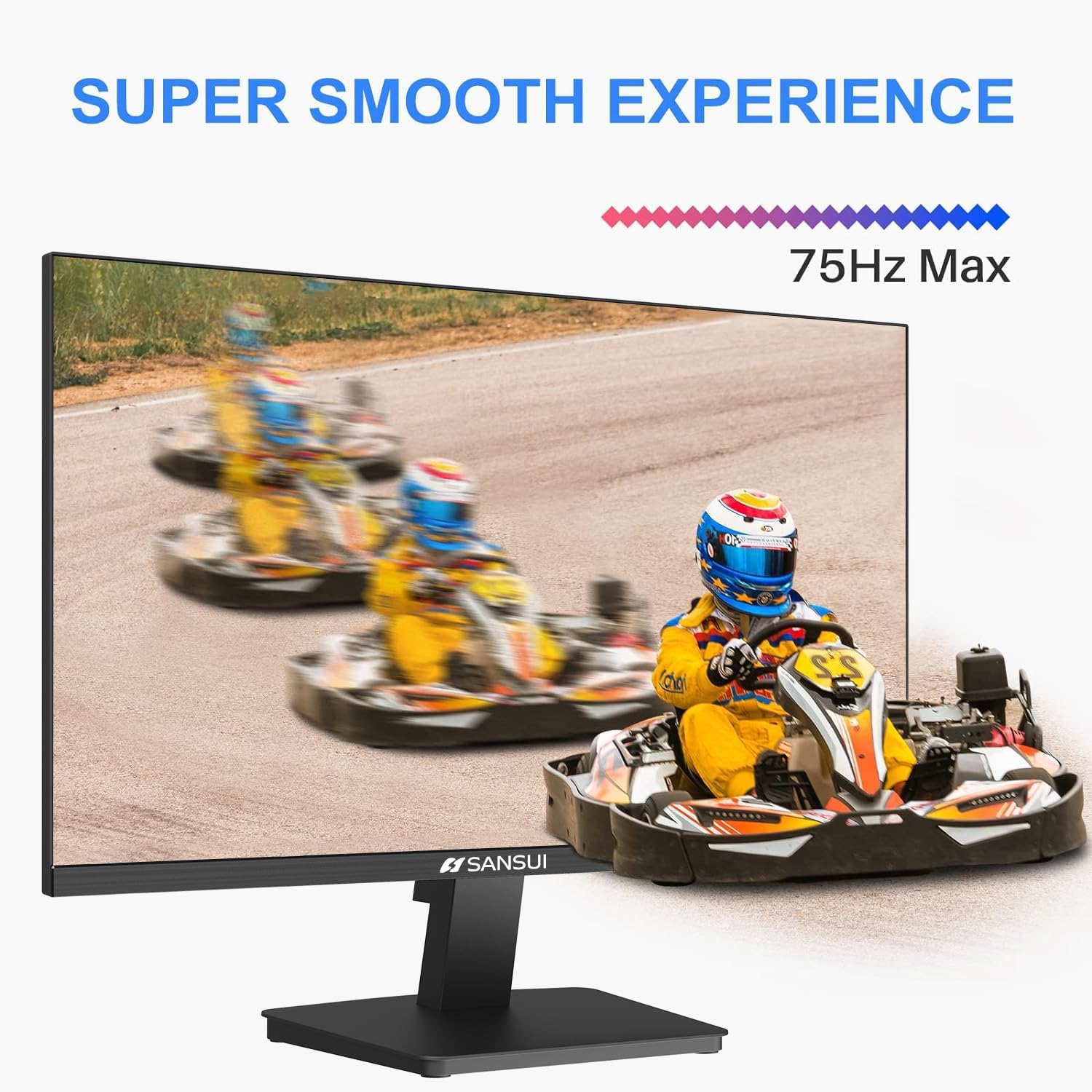 SANSUI 22-inch 1080p FHD 75Hz Computer Monitor, HDMI/VGA, Slim Bezel, Ergonomic Tilt, Eye Care LED, New - Image 3