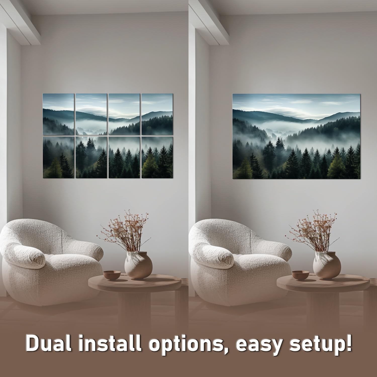 FurnoFlexArt Decorative Acoustic Panels 48x32 Inch Misty Forest Sound Proof Foam Tiles - Image 6