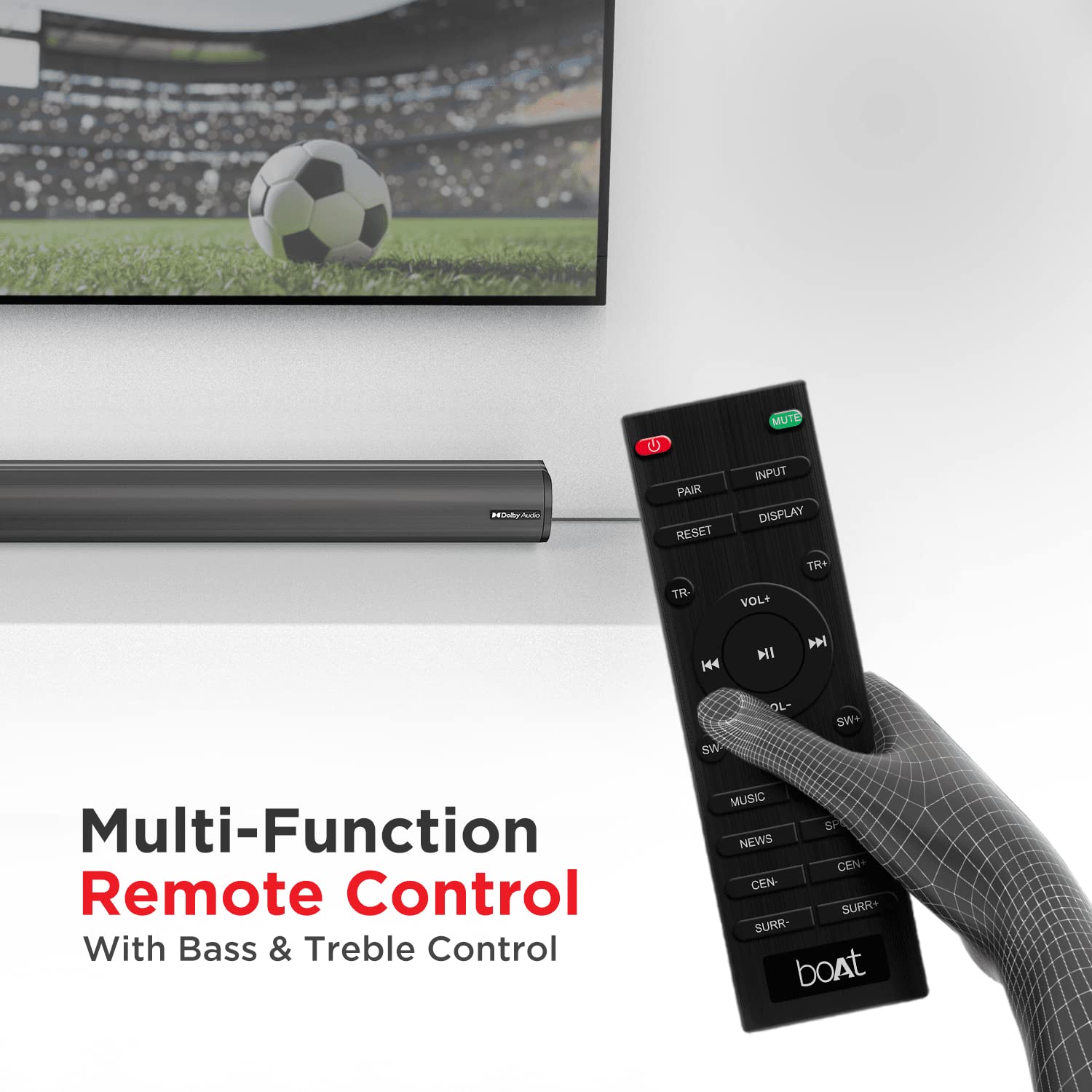 boAt AAVANTE Bar 3150D 260W 5.1 Channel Bluetooth Soundbar with Dolby Audio, Wired Subwoofer, Premium Black - Image 6