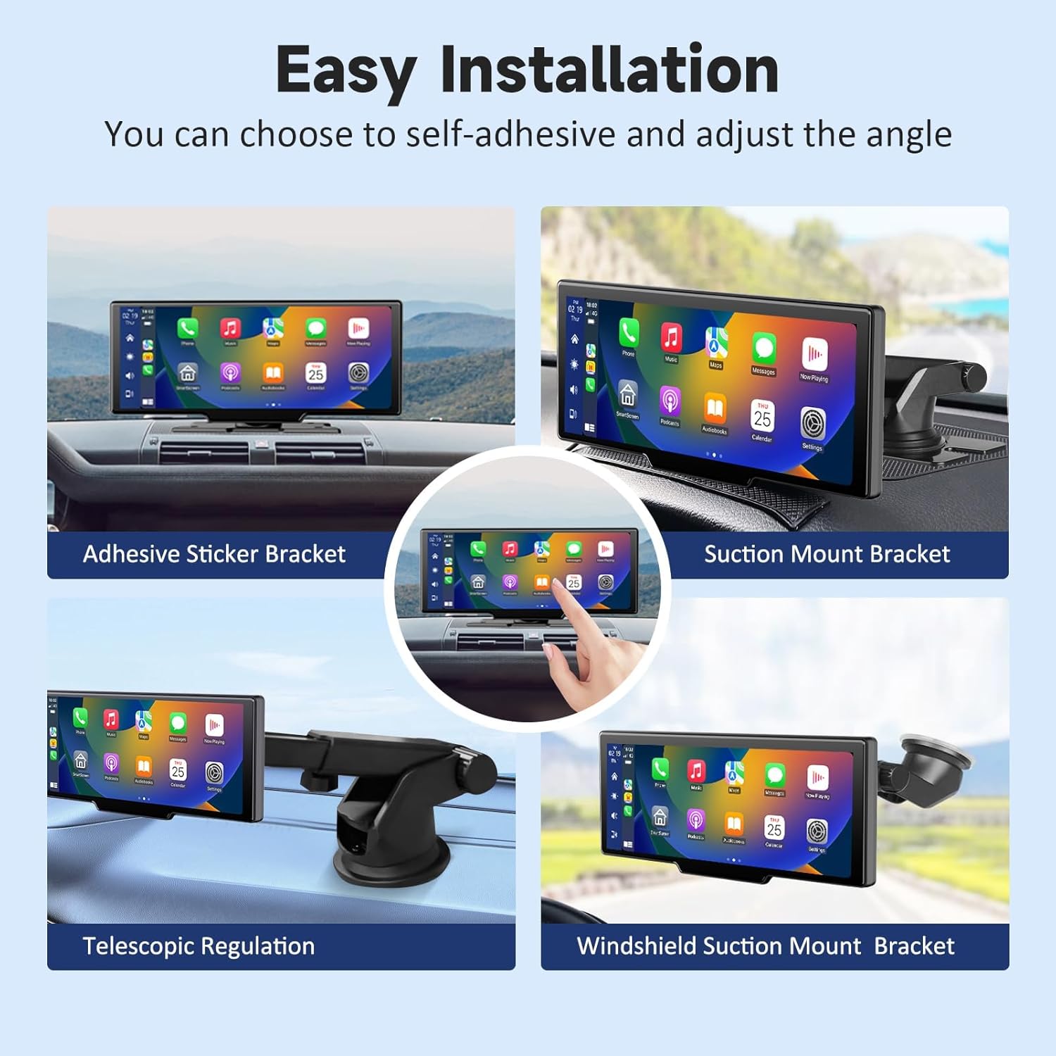 10.26 Inch Wireless Portable Carplay Screen with 4K Dash Cam, Bluetooth and GPS Navigation - Image 5