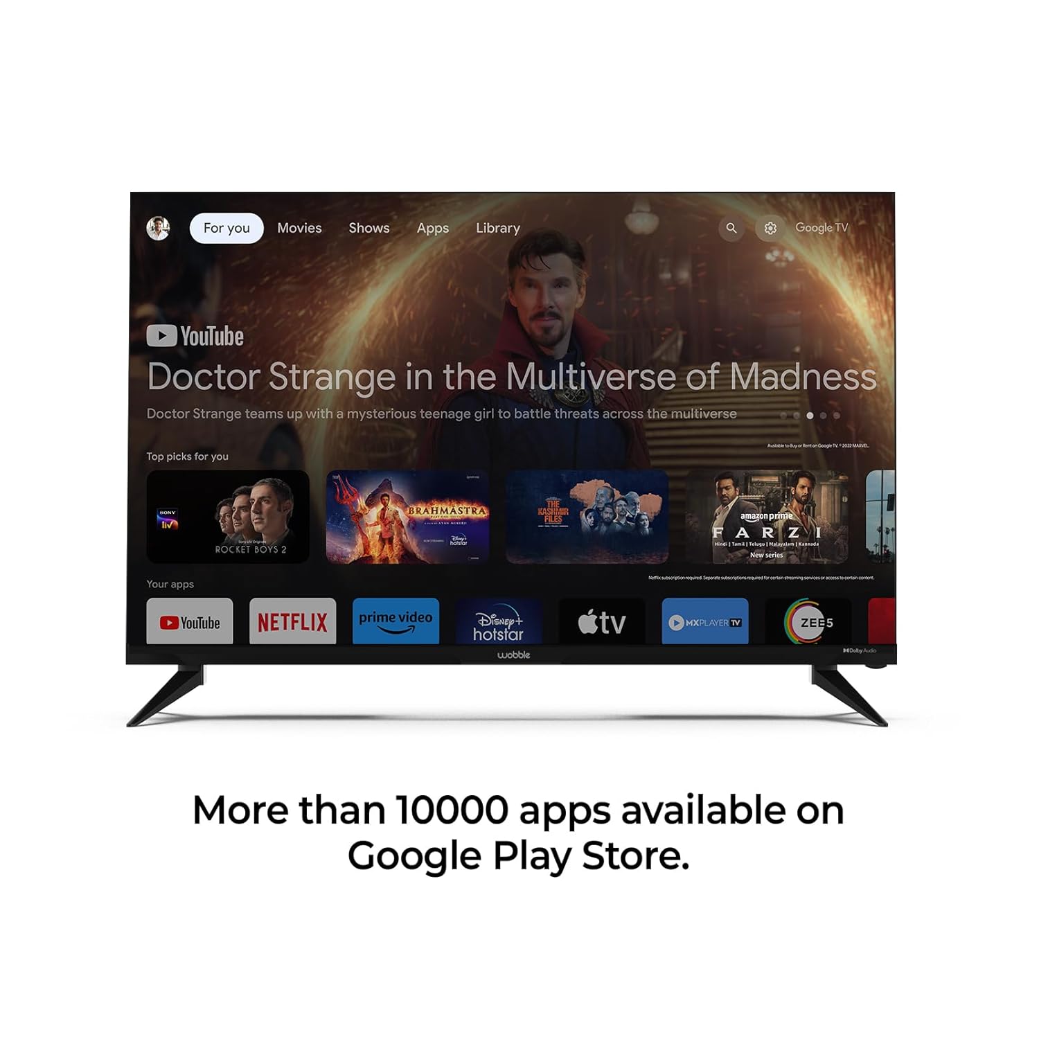 Wobble 80cm HD Ready Smart Google LED TV Black WB32GTAW9216HDFL - Image 3