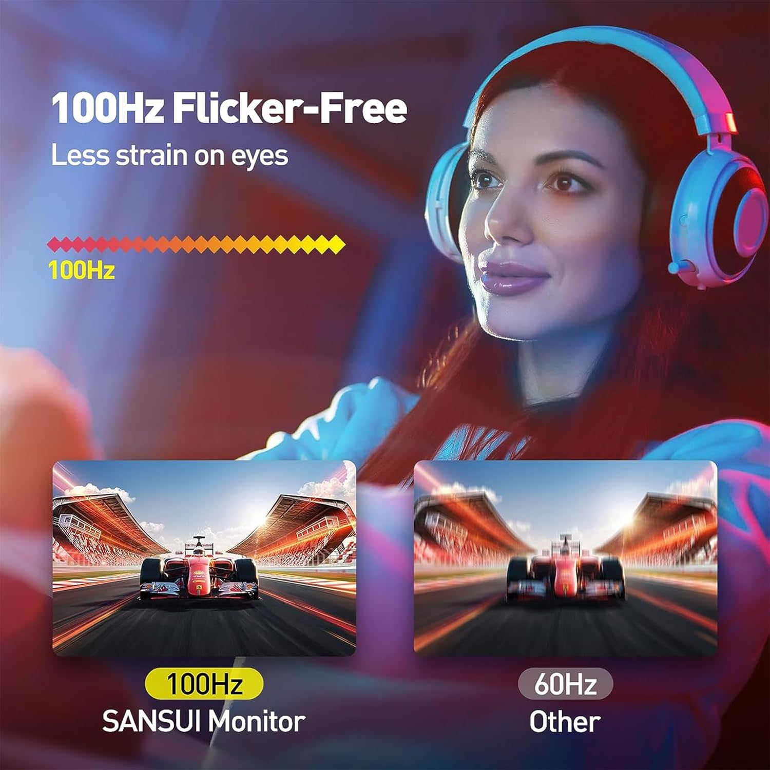 SANSUI 24-Inch 100Hz FHD 1080P Computer Monitor with Built-in Speakers, HDR10, Type-C, HDMI, DP, RTS/FPS Gaming, Tilt Adjustable, VESA Mountable - Image 2