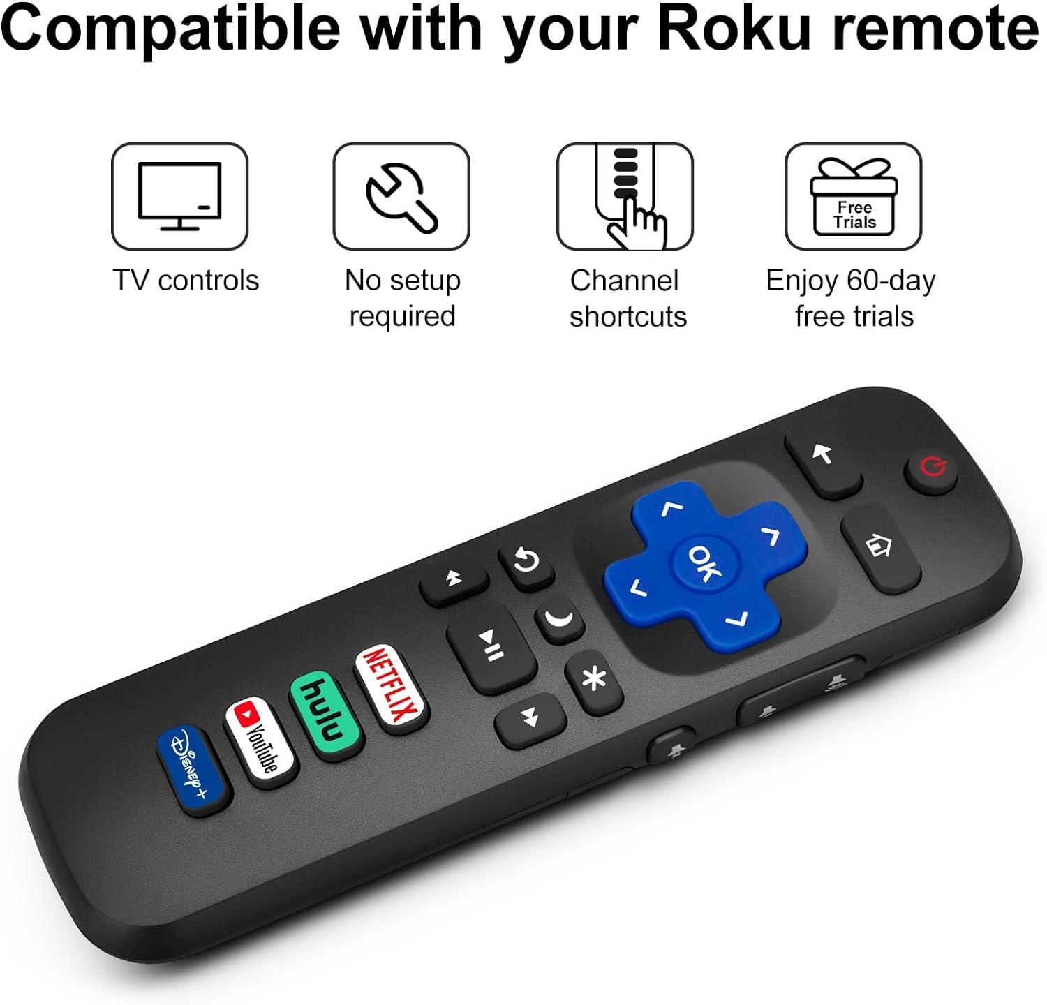 2-Pack Universal Roku TV Remote Control for TCL, Hisense, Onn, Philips Smart TVs - Image 4