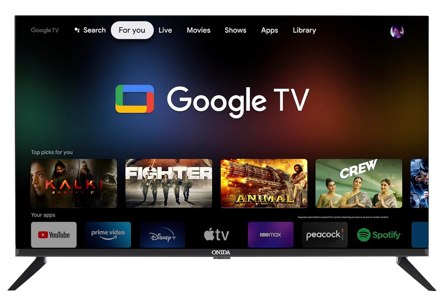 Onida 32 Inch HD Ready Smart Google LED TV Black Glossy Finish - Image 2