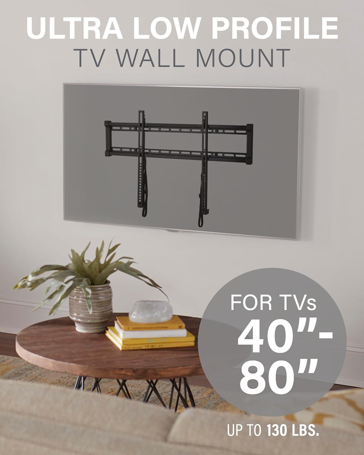SANUS Low Profile Fixed TV Wall Mount 40-80 Inch TVs Slim 1 Inch Profile UL Certified - Image 2