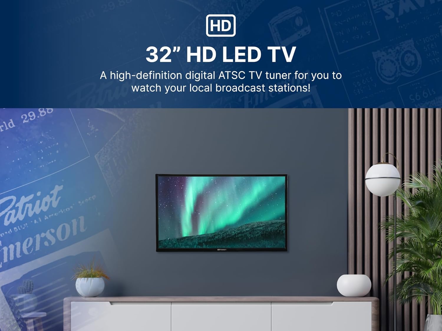 Emerson 32 Inch Class LED HDTV with Built-in DVD Player 720p HD HDMI/USB Slim Design - Image 2