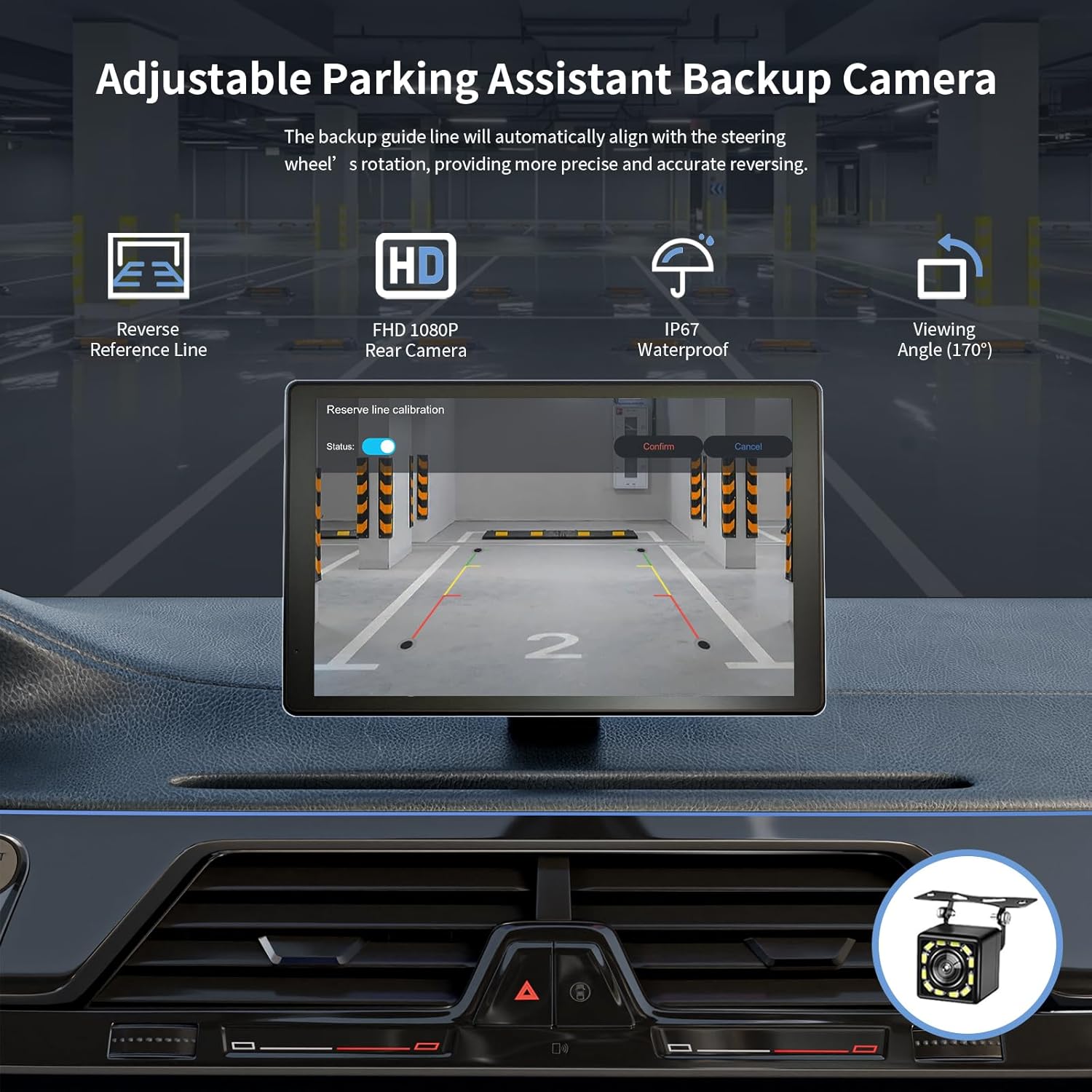 9 Inch Wireless Carplay Android Auto Portable Touchscreen with 4K Dash Cam and 1080p Backup Camera - Image 6