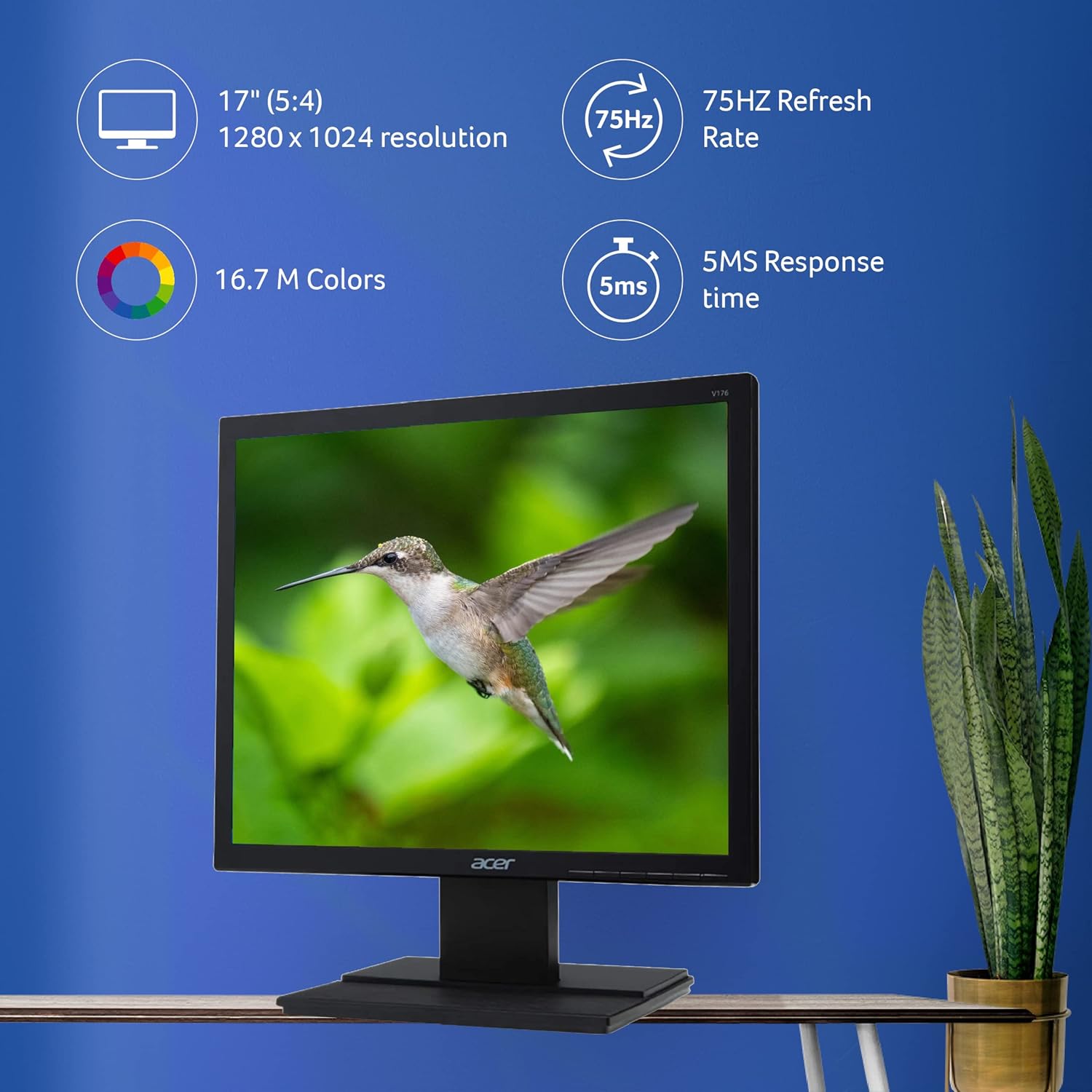 Acer V176L 17-inch Square 1280x1024 SXGA LED Monitor, 250 Nits, 5ms, TCO Certified Black - Image 3