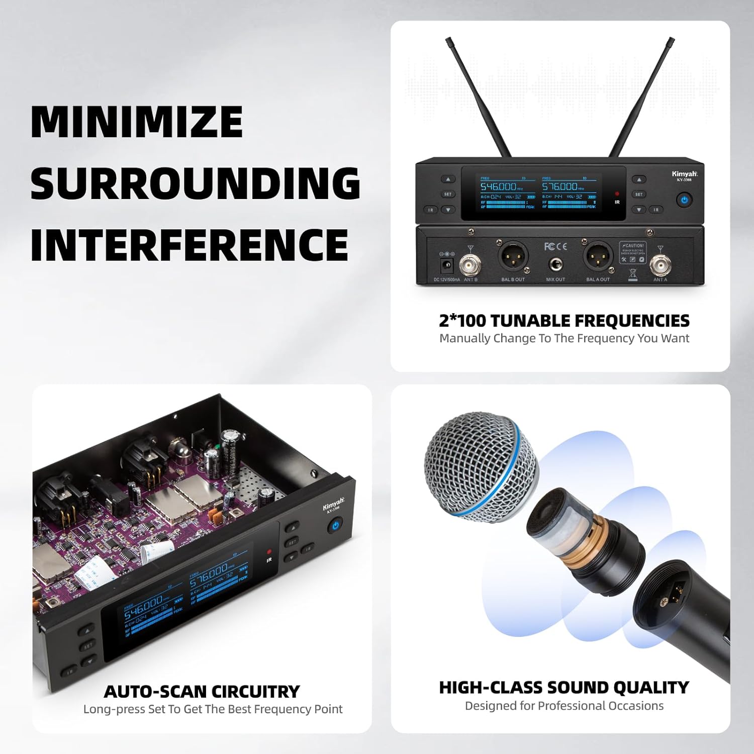 Dual 100 Channel UHF Wireless Microphone System, 328FT Range, Metal Handheld Mics for Stage, DJ, Karaoke - Image 6