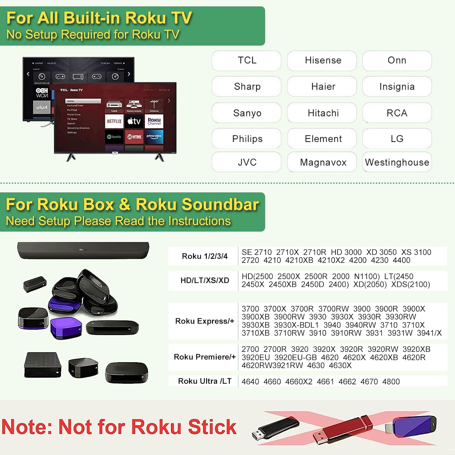 Roku TV Remote Replacement Pack of 2 with Anti-Lost Case for Roku Box Premiere Ultra Express TCL Hisense - Image 2