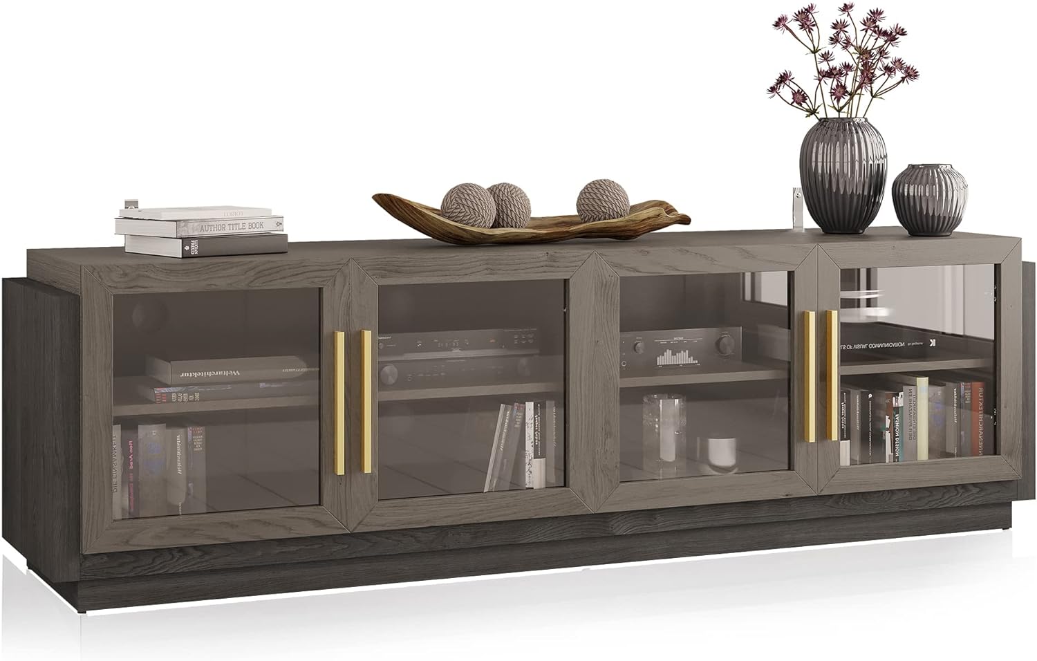 BELLEZE Brixston 70 Inch Modern Wood TV Stand for TVs up to 75 Inch Brown - Image 8