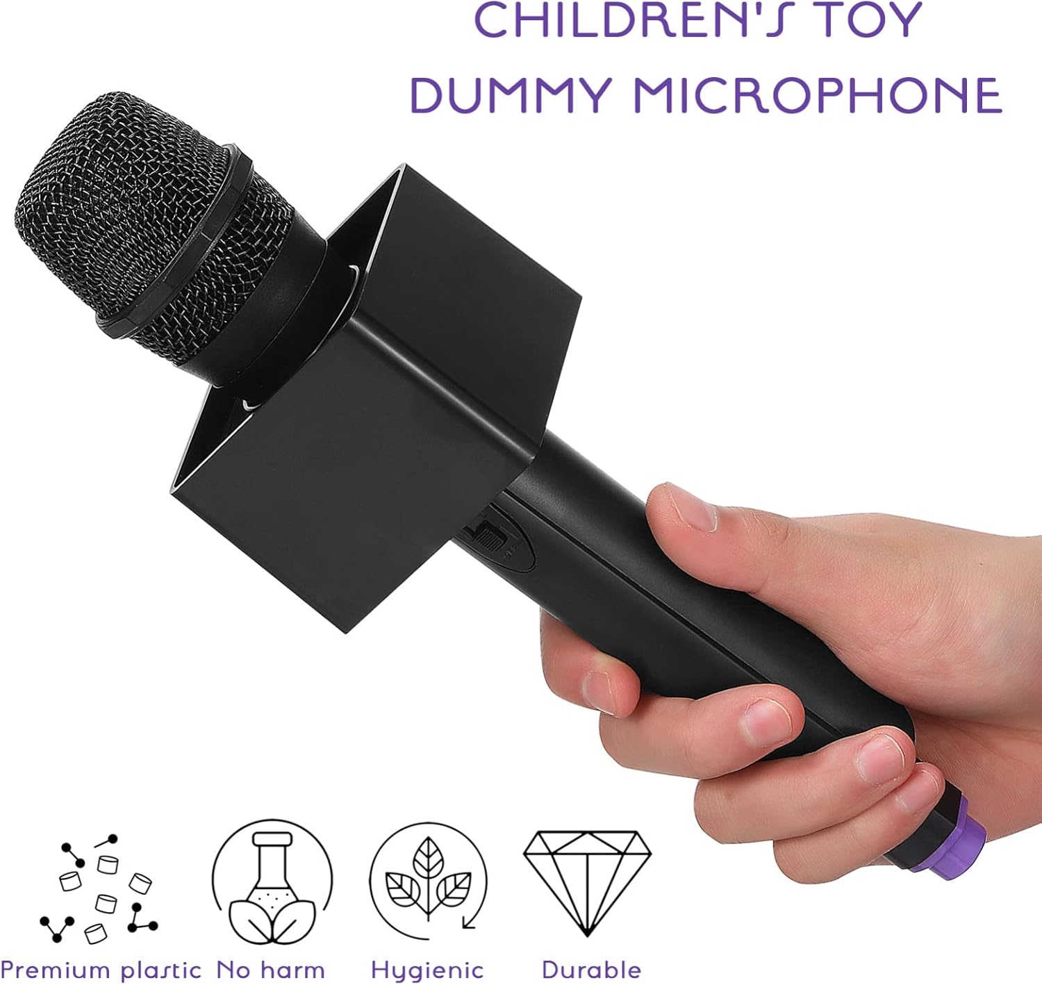 NUOBESTY Pretend Microphone with Stand and Square Cube Prop for Kids' Interview, Karaoke, and Stage Fun - Image 6