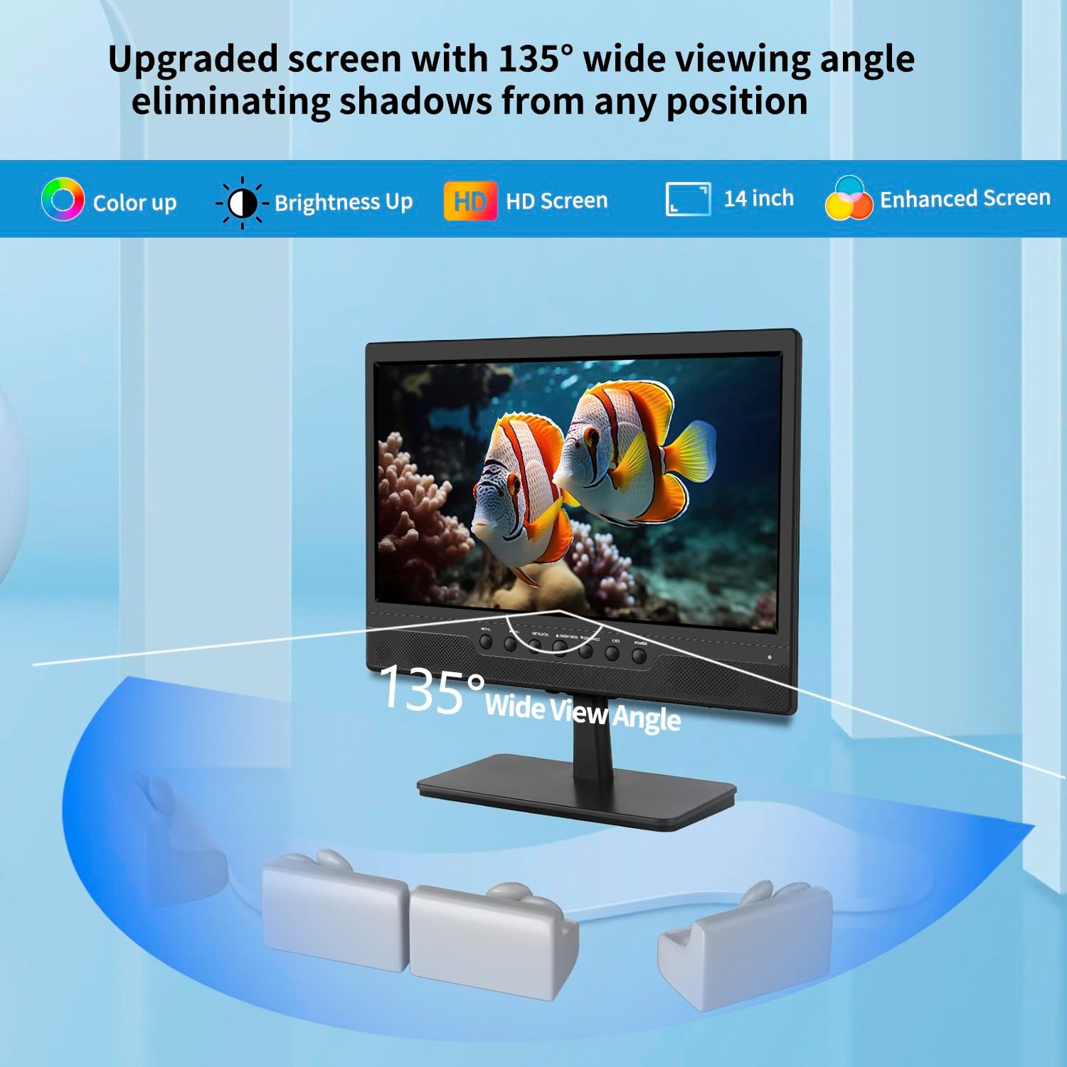 14 Inch Portable Flat Screen TV with ATSC Tuner, HDMI, USB, and 12V Car Charger - Image 2