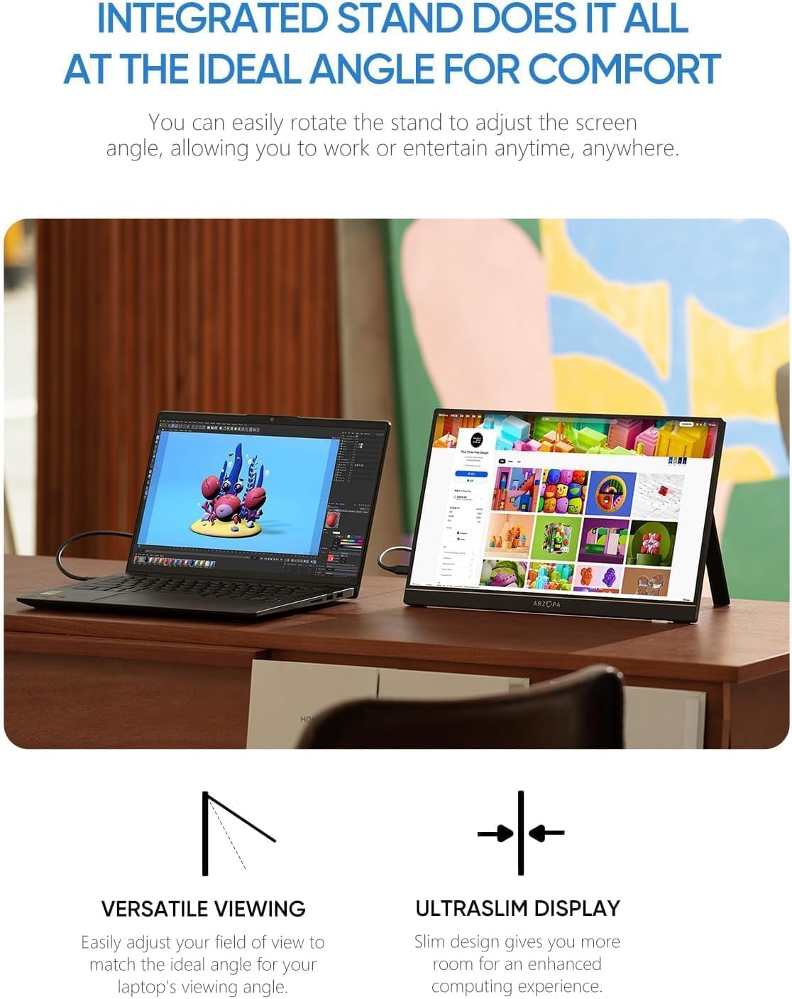 ARZOPA 15.6 Inch FHD 1080P Portable Monitor Ultra-Slim with Kickstand for PC Mac Phone Xbox PS5 - Image 6