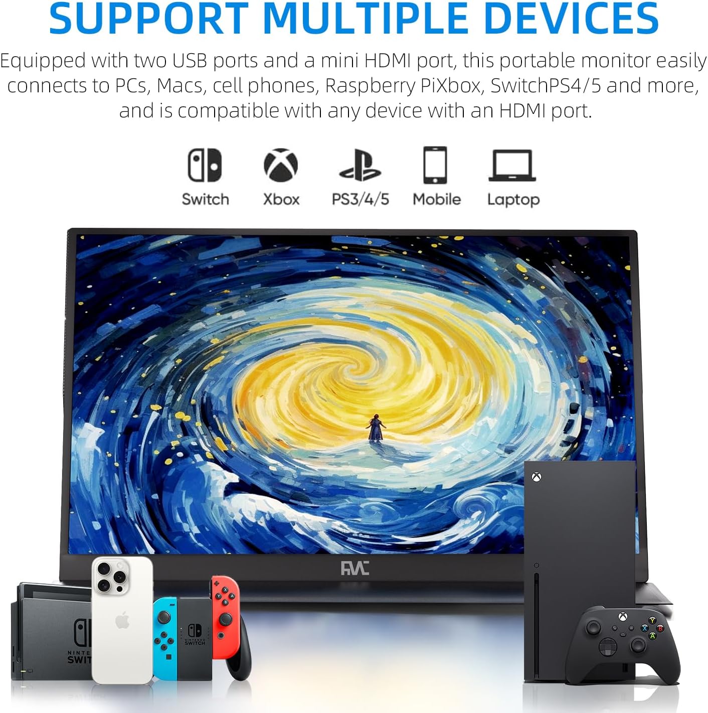 FMC 15.6 Inch FHD Portable Monitor 1080P 400 nits 60Hz Ultra Slim with Cover and Cables for Laptops - Image 6